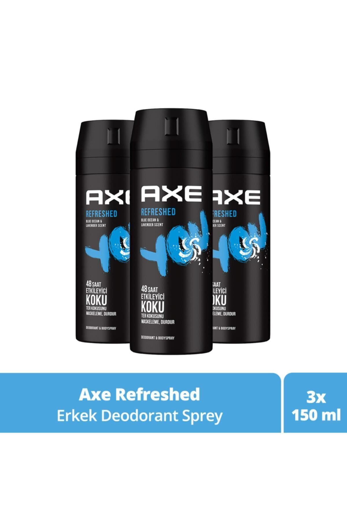 Axe Erkek Deodorant Sprey You Refreshed 150 Ml X3 Lü Set