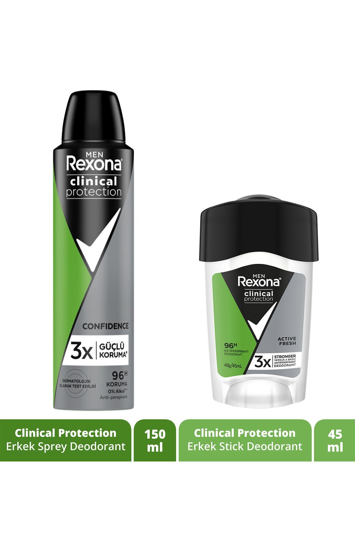 Rexona Men Clinical Protection Erkek Sprey Deodorant 150 ml Erkek Stick Deodorant 45 ml