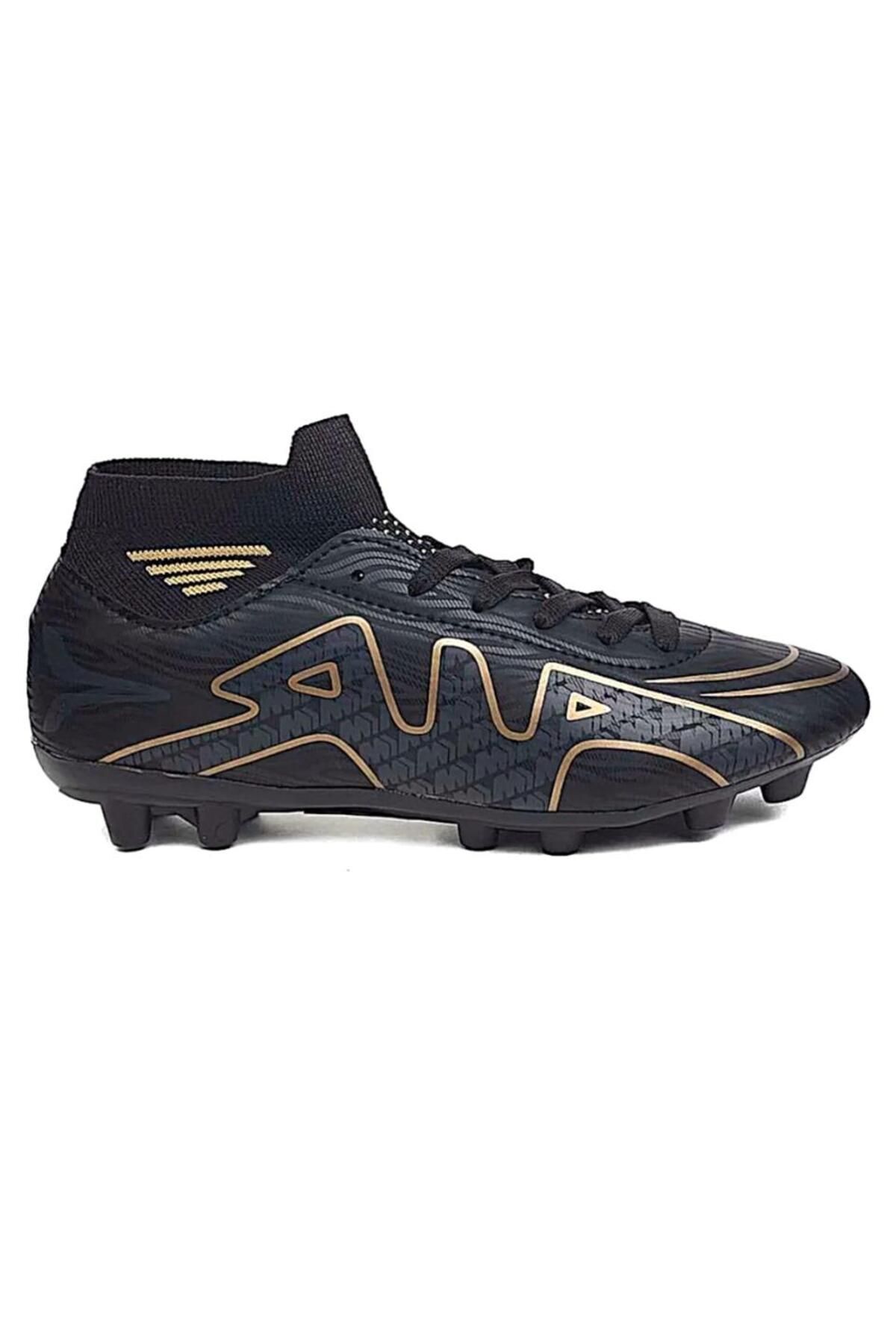 Liger Çoraplı Bilekli Boğazlı Krampon Futbol Ayakkabısı Siyah - Altın