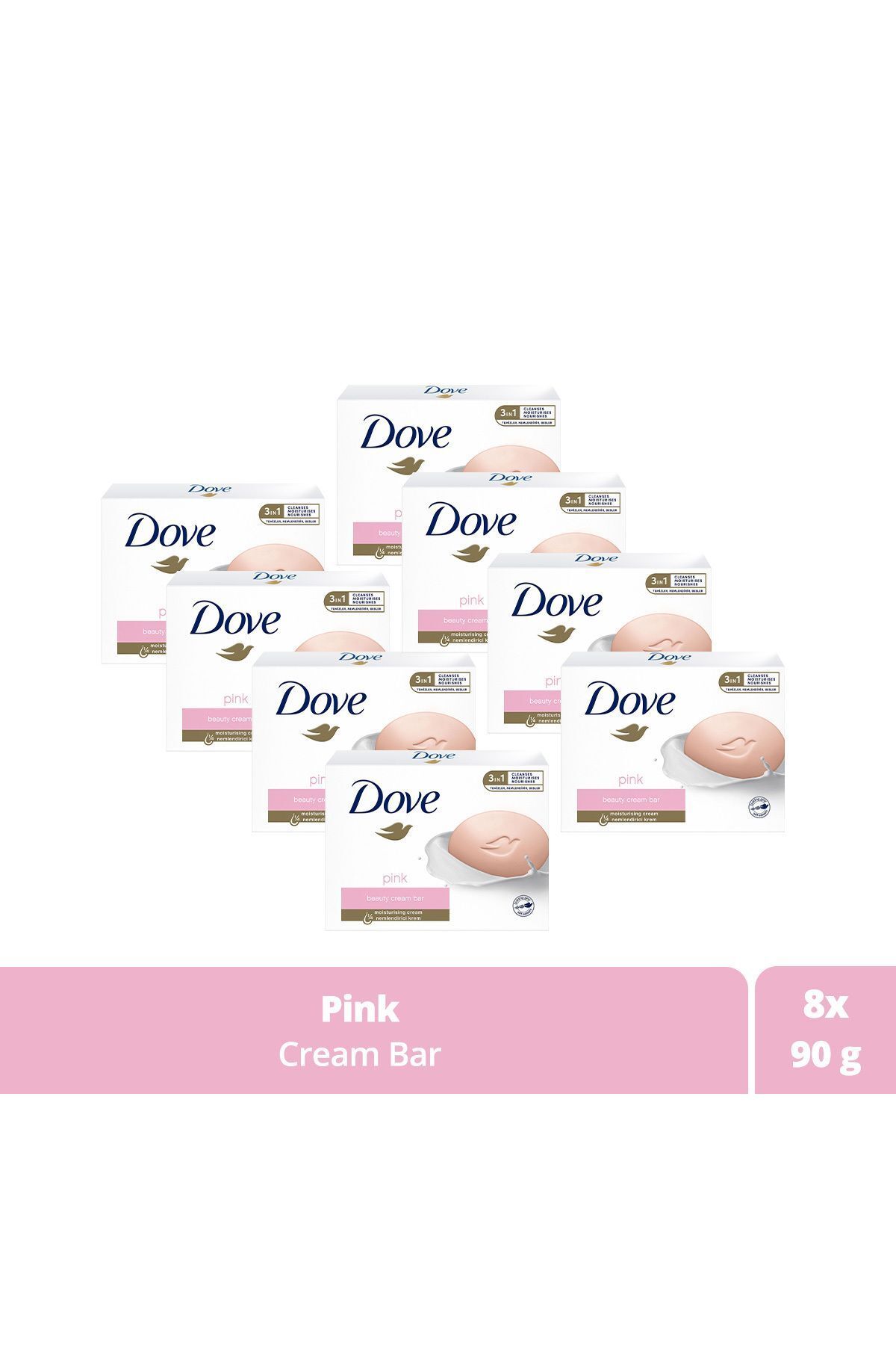 Dove Beauty Cream Bar Katı Güzellik Sabunu Pink Nemlendirici Etkili 90 G X8 Adet