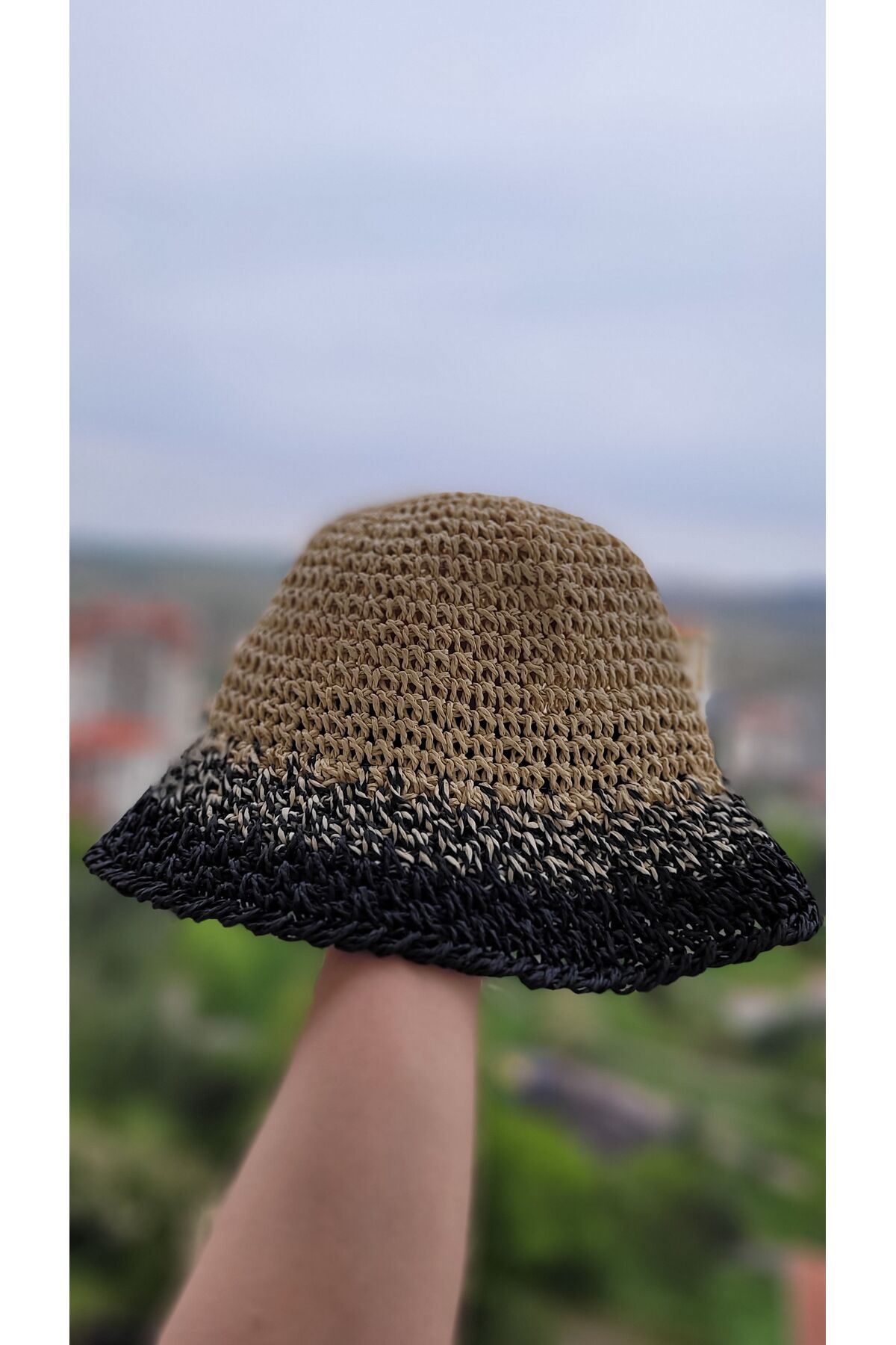 FRESCO SCARFS Örgü Hasır Bucket Kadın Şapka