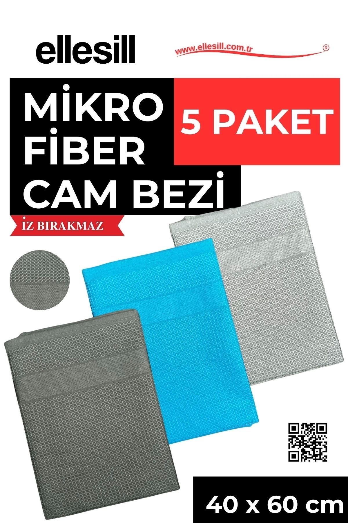 Ellesill Cam Bezi Ve Mikrofiber Temizlik Bezi 5 Paket - 40x60cm