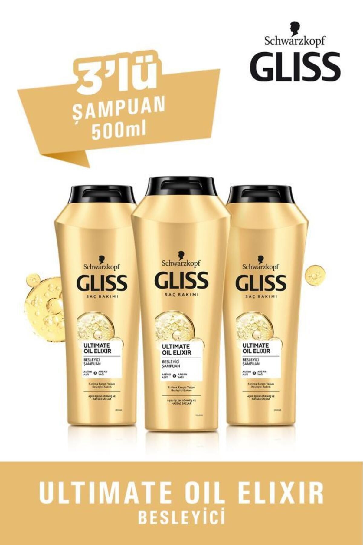 Gliss Ultimate Oil Elixir Besleyici Şampuan 500 ml X 3 Adet
