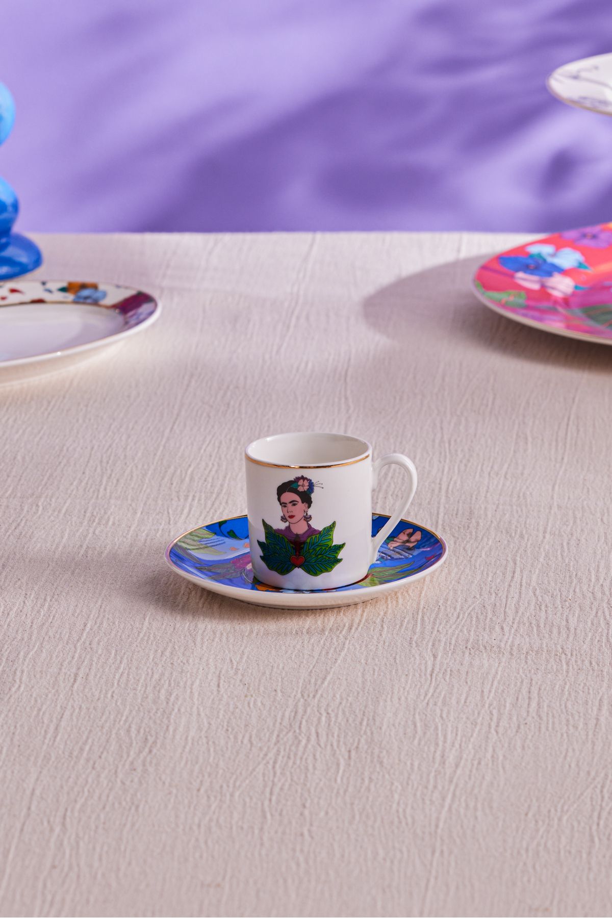 Karaca Frida Kahve Fincanı Ve Tabağı Mavi 90 ml