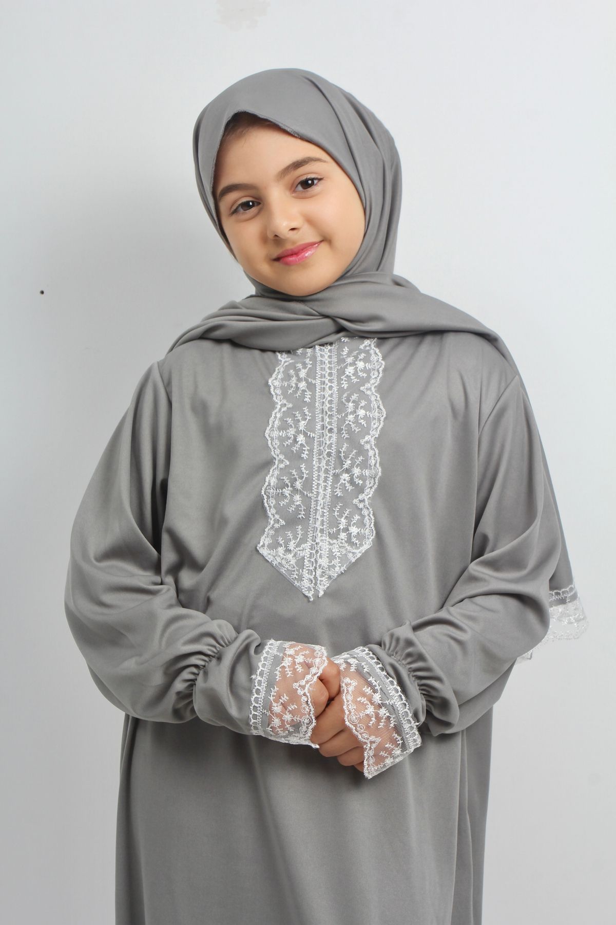 Kutay Collection Genç Kız  Dantelli Namaz Elbisesi