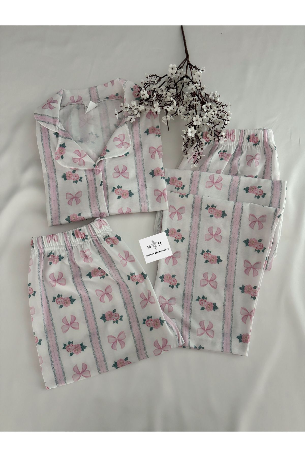 MH Moony Homewears 3'lü Pinterest Aşığı Kız Pijama Takımı