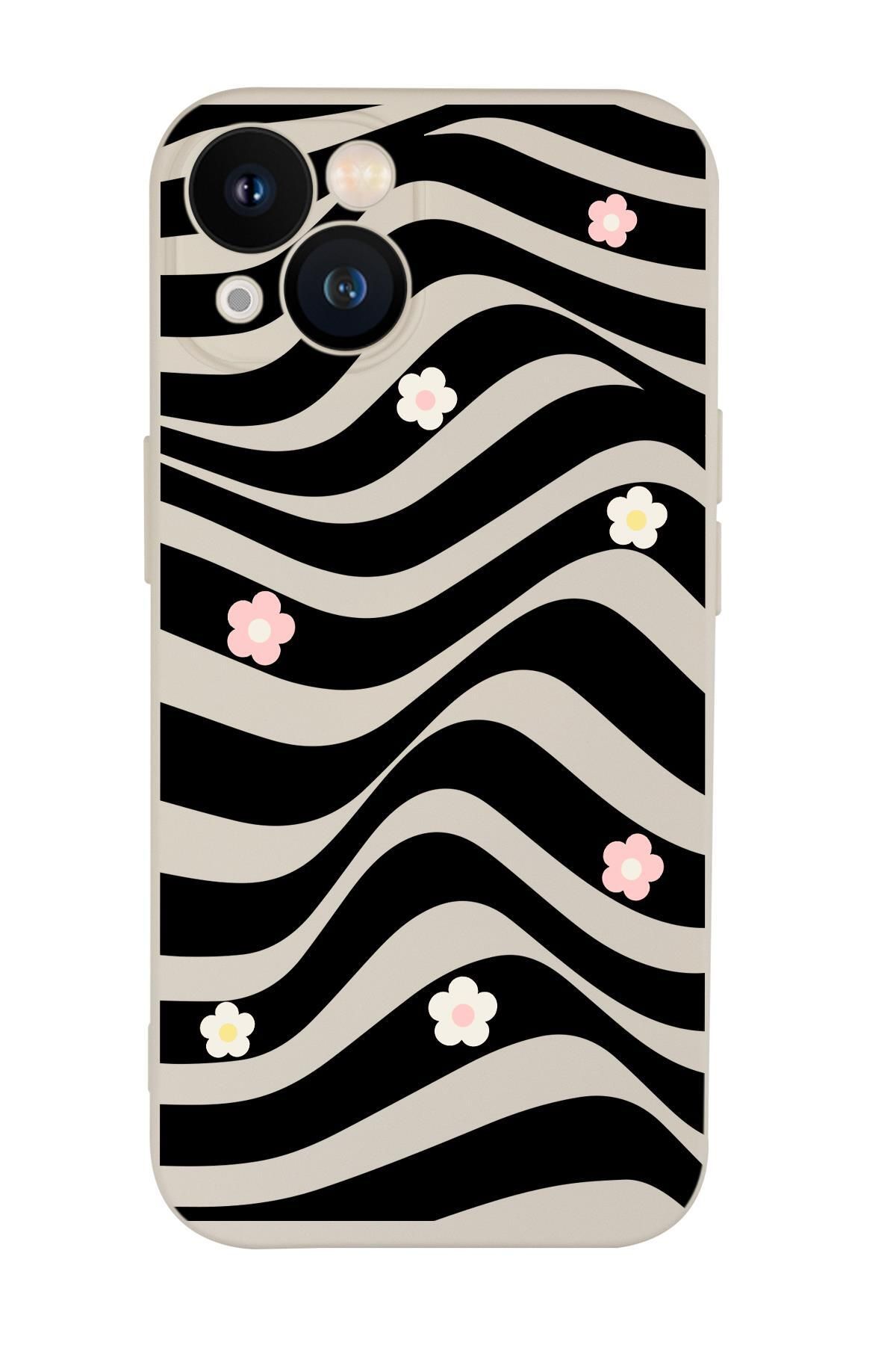 mooodcase iPhone 13 Mini Uyumlu Flowers in Illusion Premium Silikonlu Telefon Kılıfı