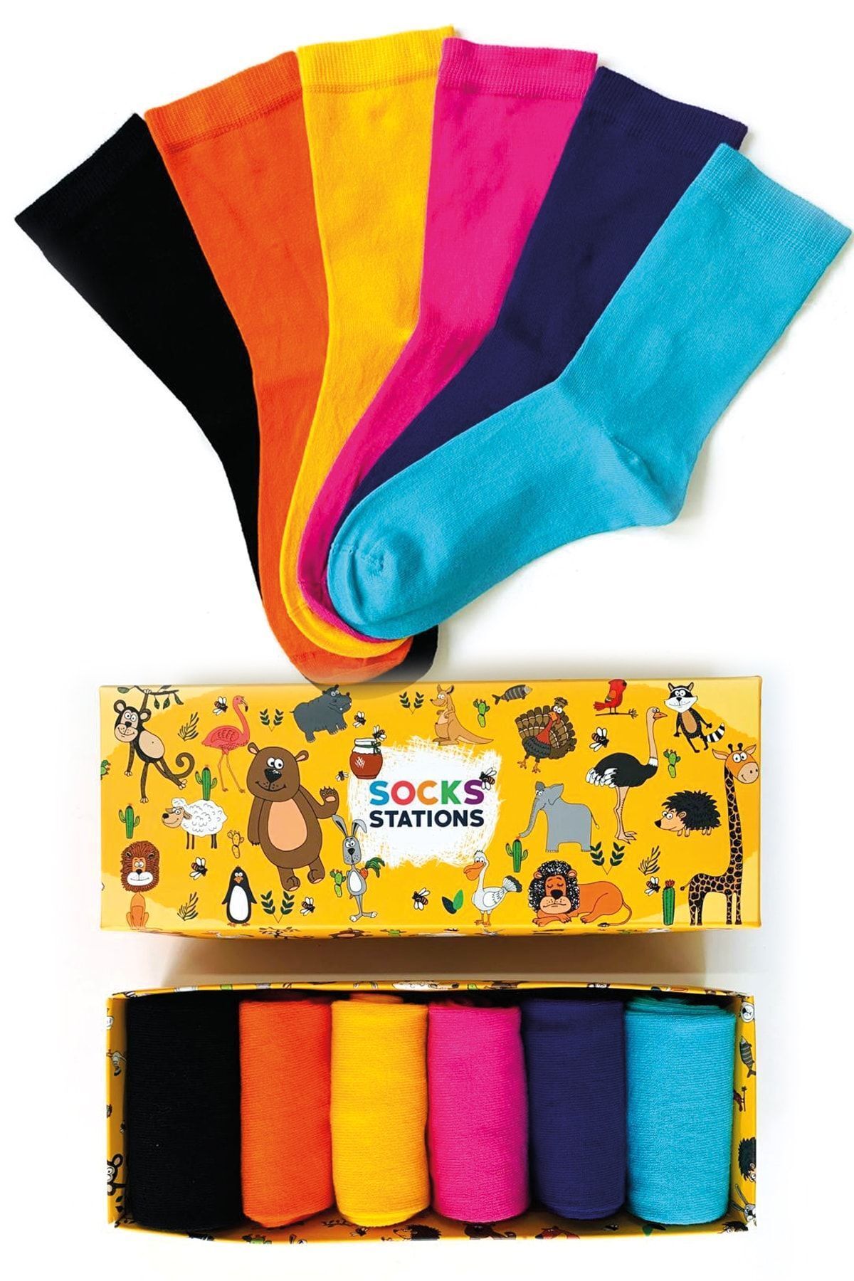 Socks Stations Pastel Renkli Bambu Soket Çorap Kutusu 6'lı Kadın Ve Erkek Çorabı