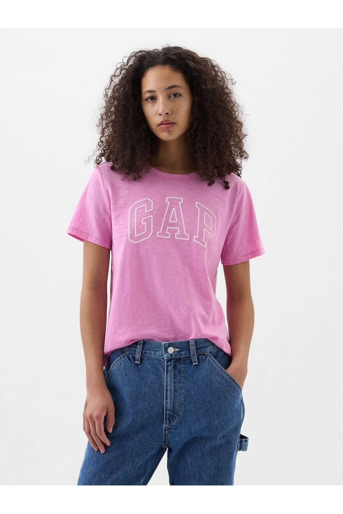 GAP Kadın Pembe Gap Logo T-Shirt