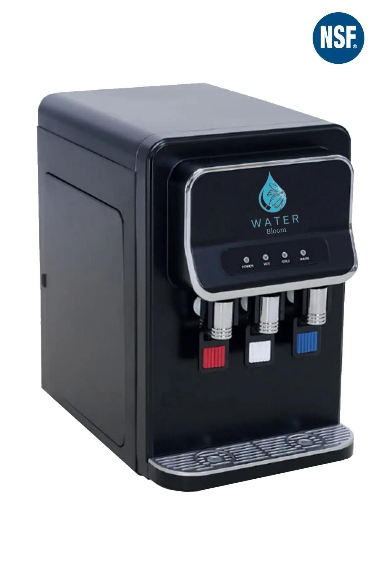 Water Bloom Tezgah Üstü Sıcak Soğuk Ve Normal Su Çıkışlı Arıtmalı Su Sebili Siyah