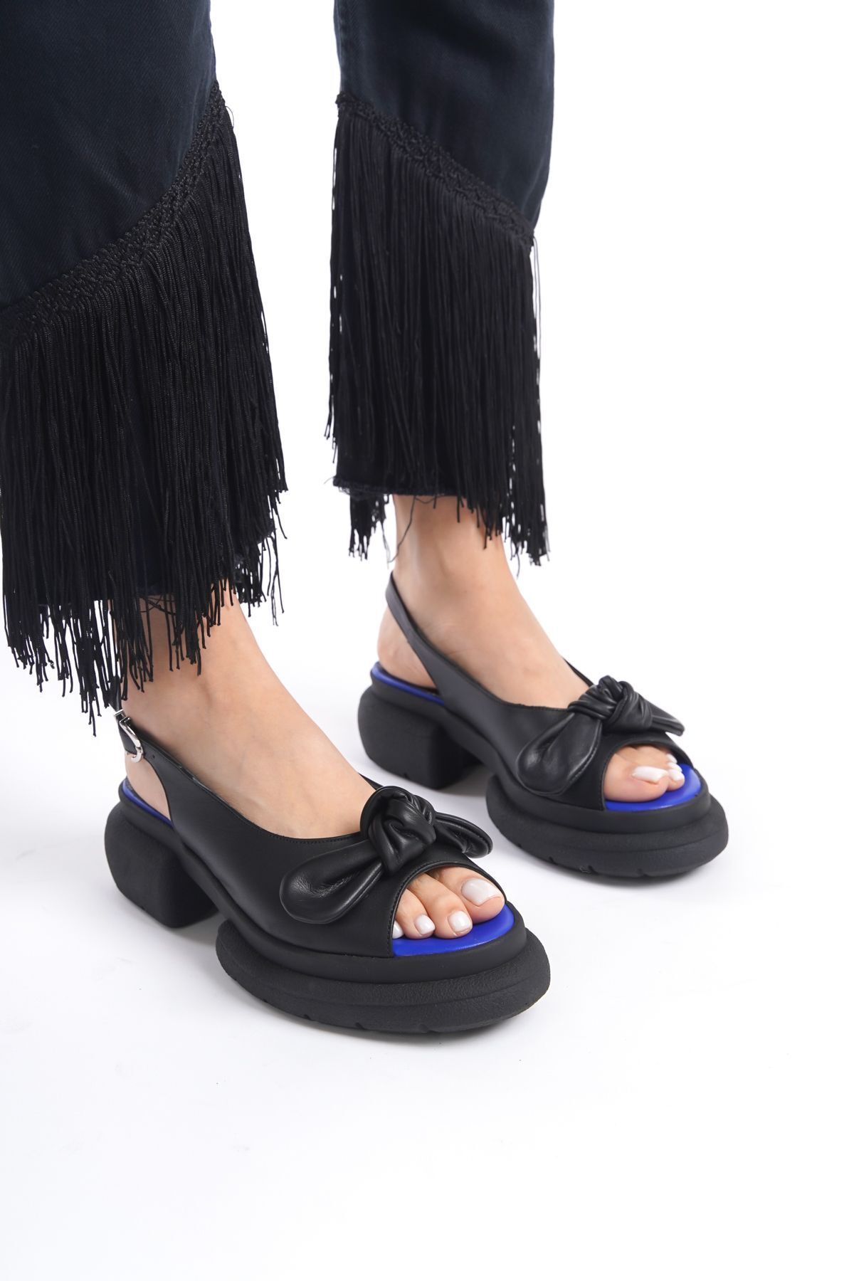NOSEY SHOES Perla Model Kalın Tabanlı Günlük Kadın Hakiki Deri Sandalet