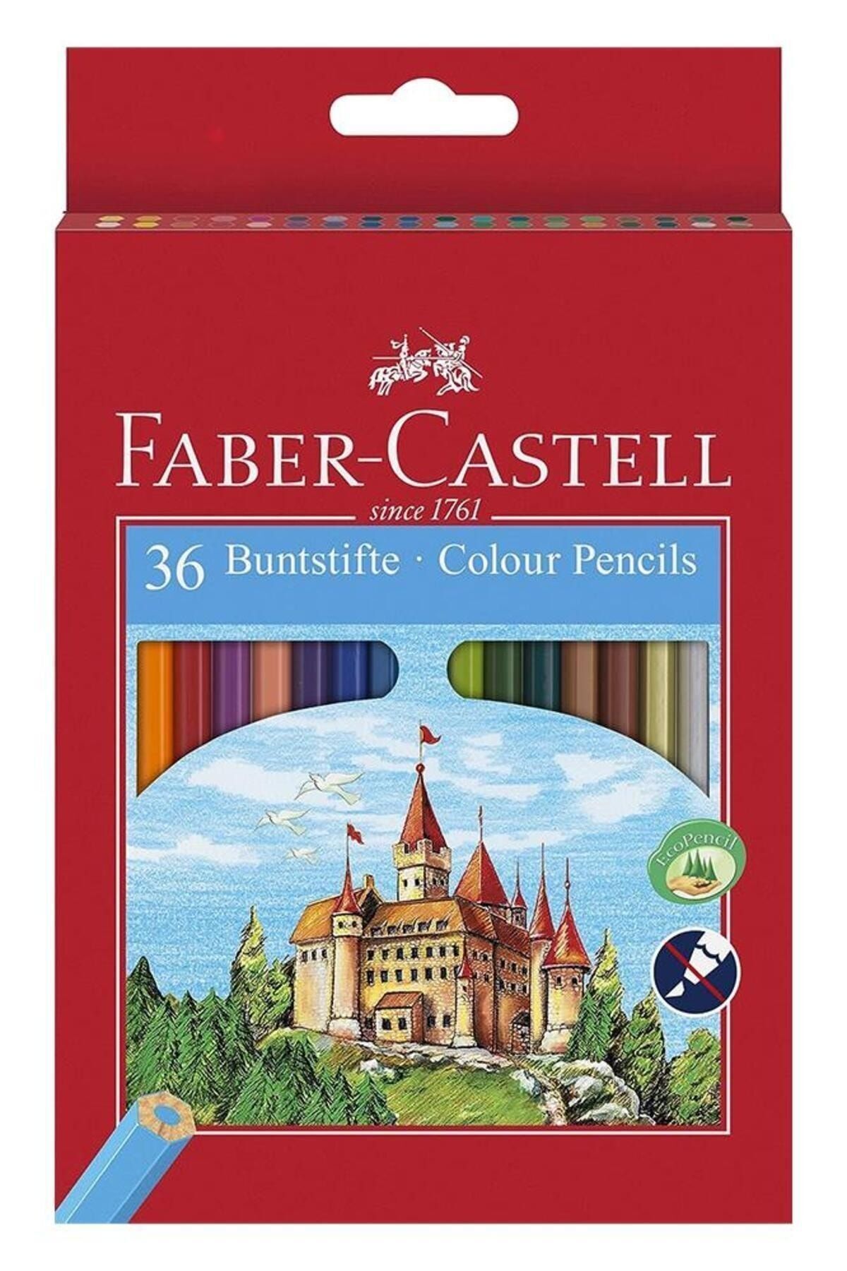 Faber Castell 36 lı Kuru Boya Kalemi Karton Kutu 1 Paket 36 Renk Faber Kuruboya Tam Boy Renkli Kalem