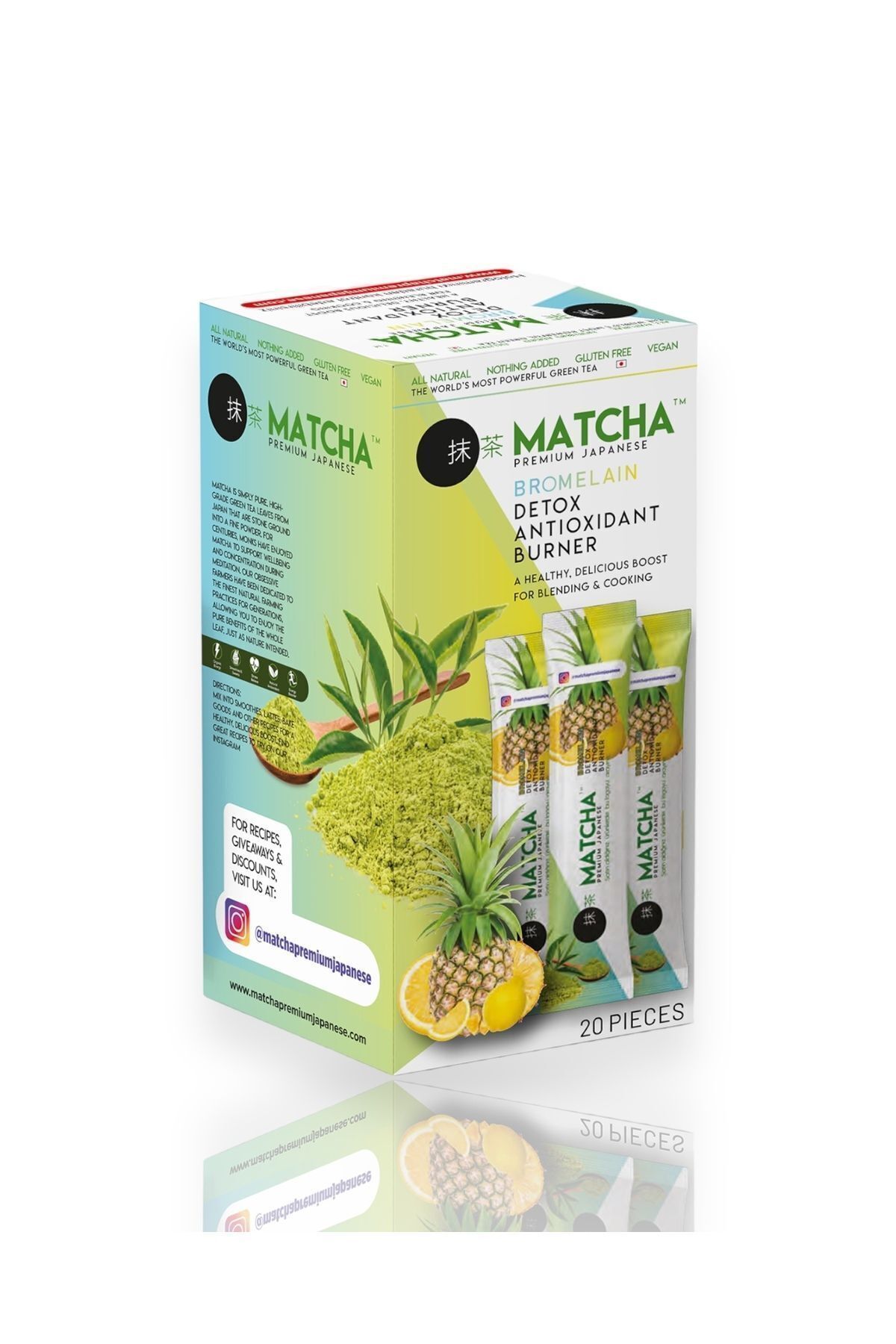 Matcha Premium Japanese MATCHA & BROMELAİN Limon Aromalı Detox Burner Form Çayı 1 Kutu