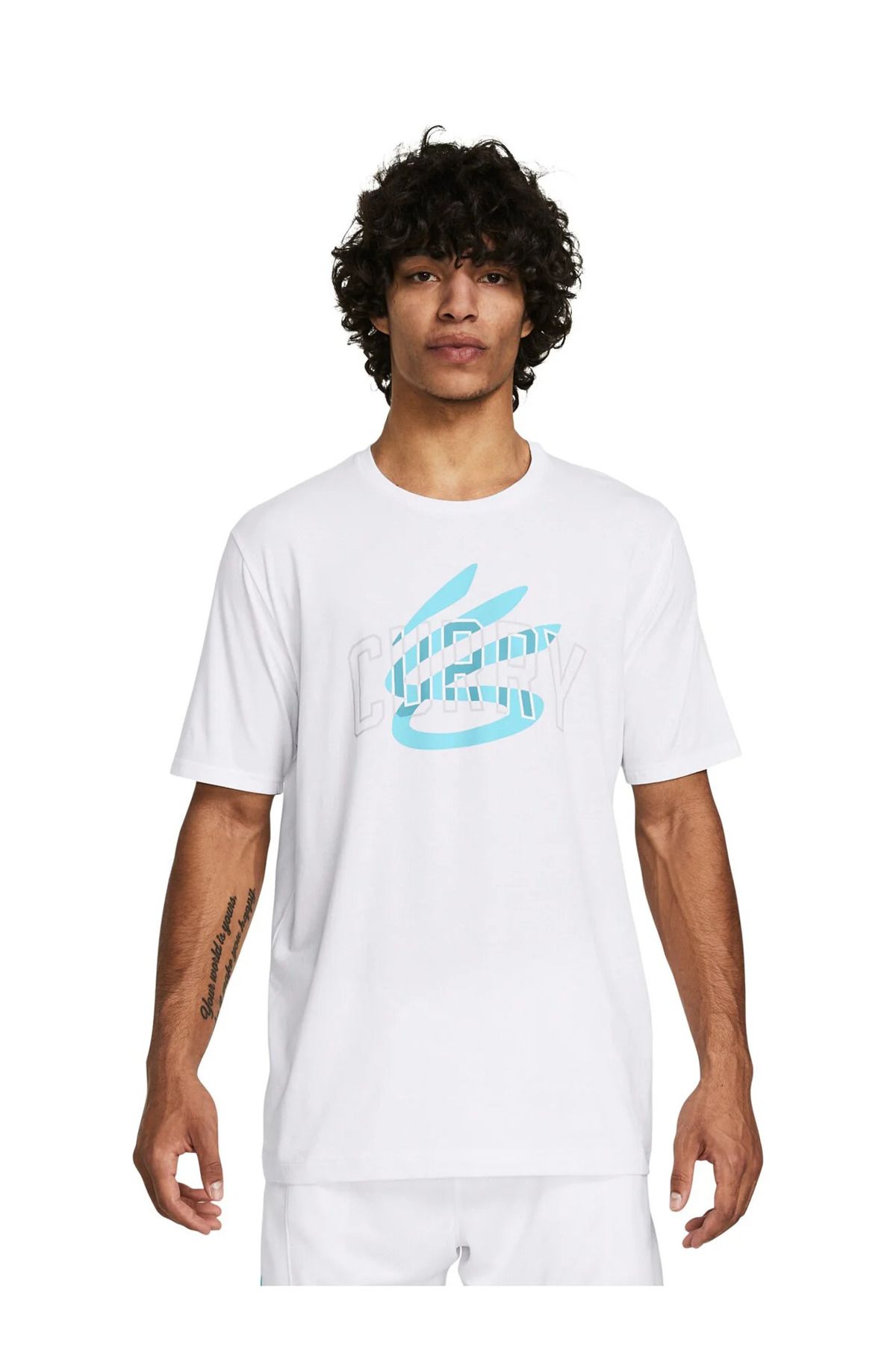 Under Armour 1383382-100 Curry Champ Mindset Tee Beyaz Erkek Bisiklet Yaka Oversize T-Shirt