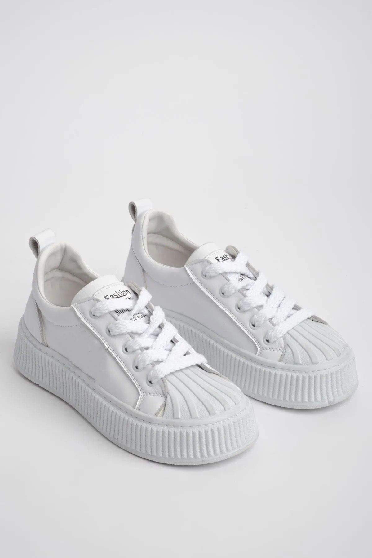 Anıl Ayakkabı Diva Kadın Beyaz Payetli Patchli Tabanlı Sneakers Günlük Spor Ayakkabı
