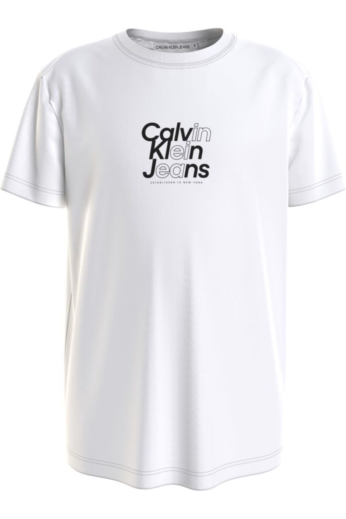 Calvin Klein Çocuk Logo Detaylı Kısa Kollu Beyaz T-shirt