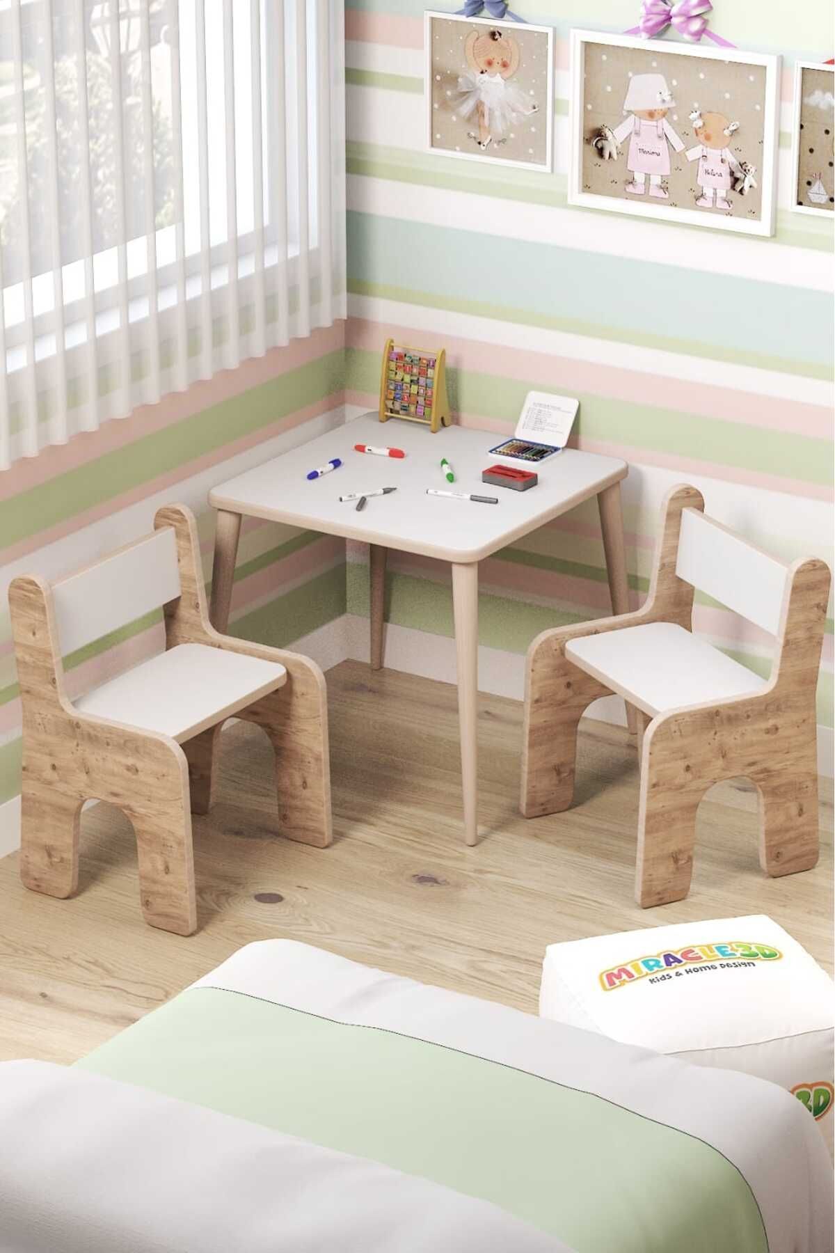 MİRACLE 3D Çocuk Oyun Etkinlik Çalışma Masası Ve Sırt Dayamalı Sandalye Aktivite Masası