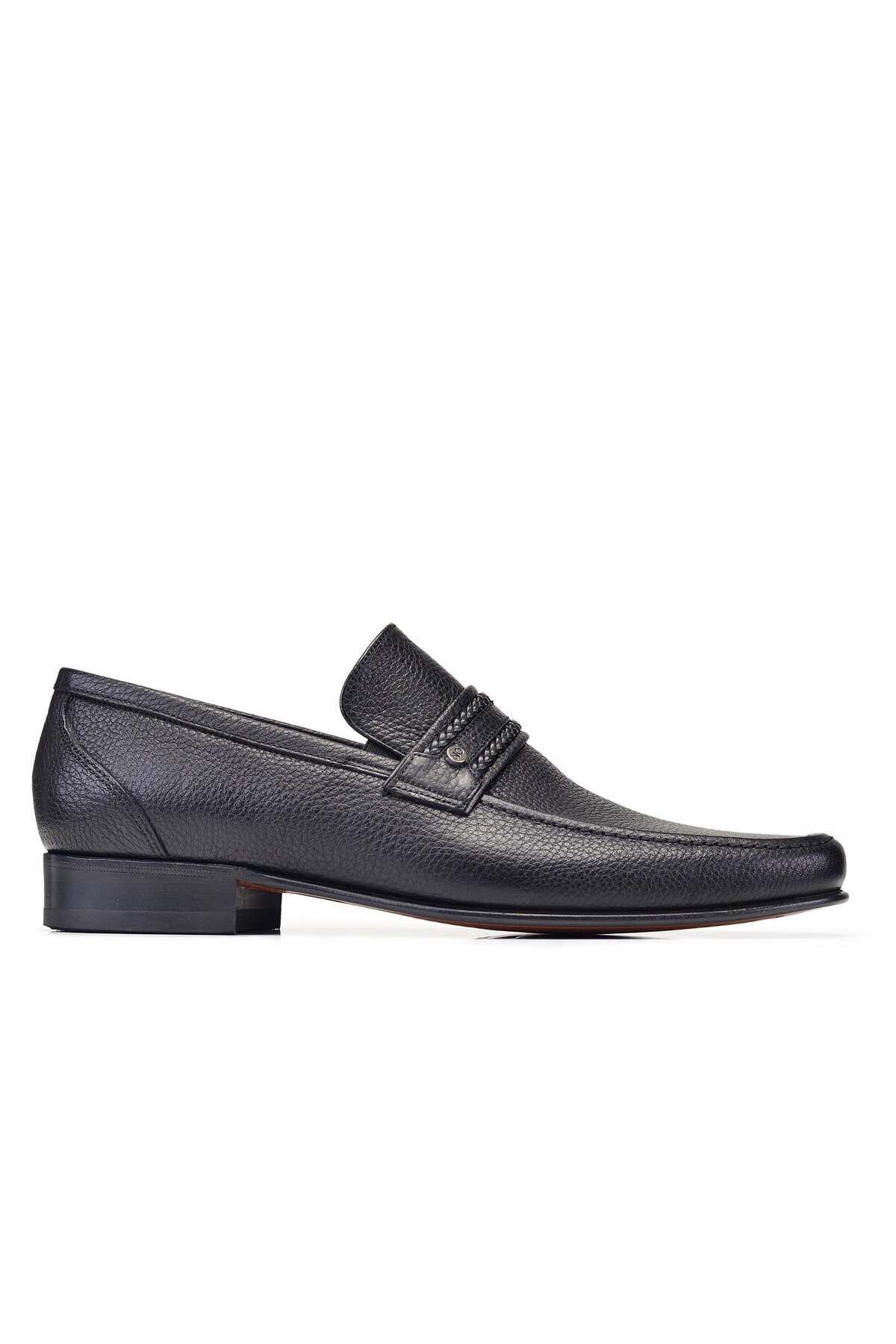 Nevzat Onay Siyah Klasik Loafer Kösele Erkek Ayakkabı -7009-