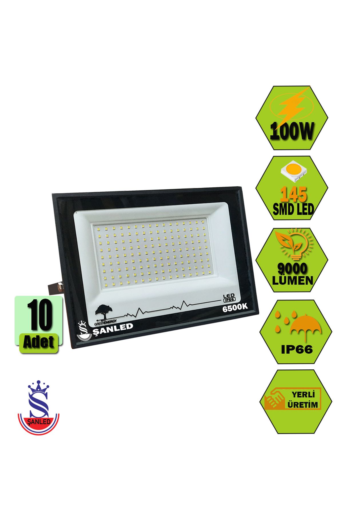 ŞANLED 100W 9000 Lümen 6500K Beyaz Işık Smd LED Projektör-1-2-4-5-8-10 ADET