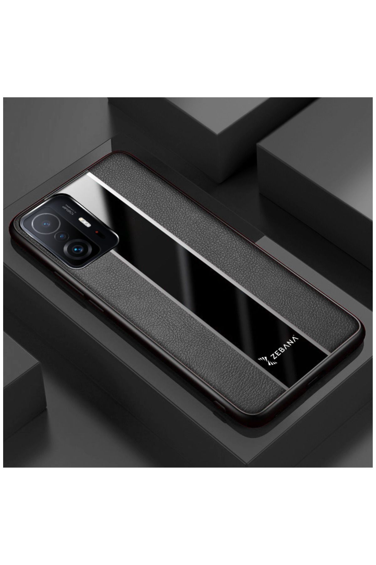 Zebana Xiaomi Mi 11t Uyumlu Kılıf Premium Deri Kılıf Siyah