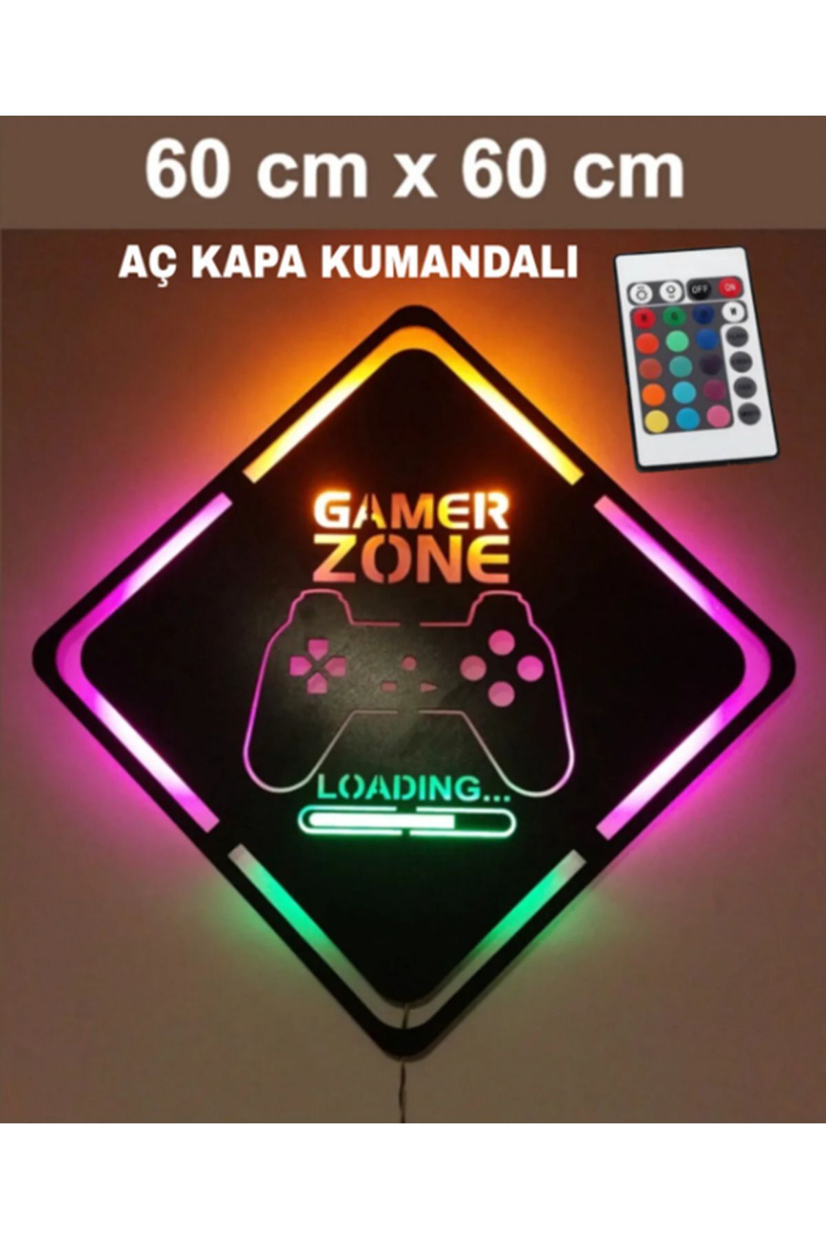 ZETCONCEPT Gamer Zone Led Işıklı Oyuncu Tablosu ve Gece Lambası kumandalı(3 mt. kablo uzunluğu, Adaptör Dahil)