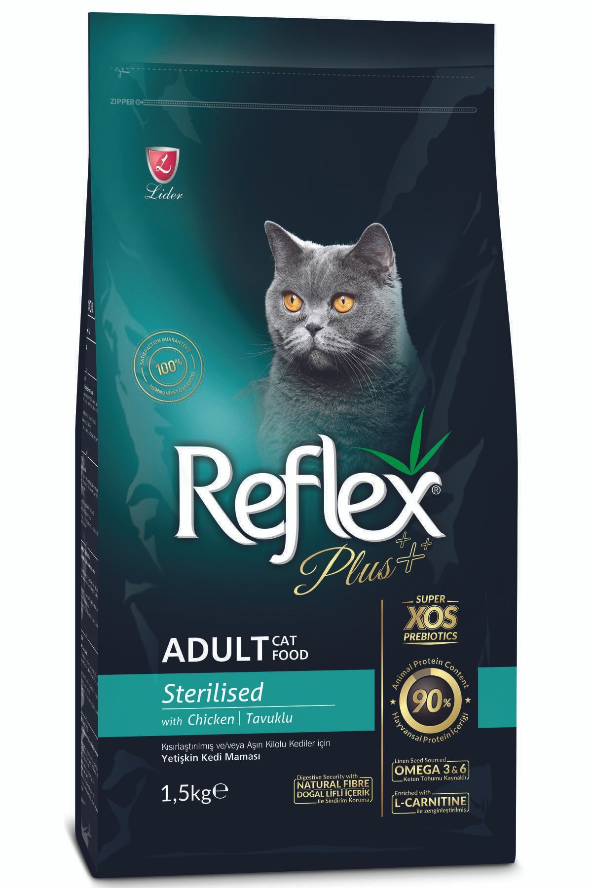 Lider Reflex Plus Sterilised Tavuklu Kısırlaştırılmış Yetişkin Kedi Maması 1.5kg