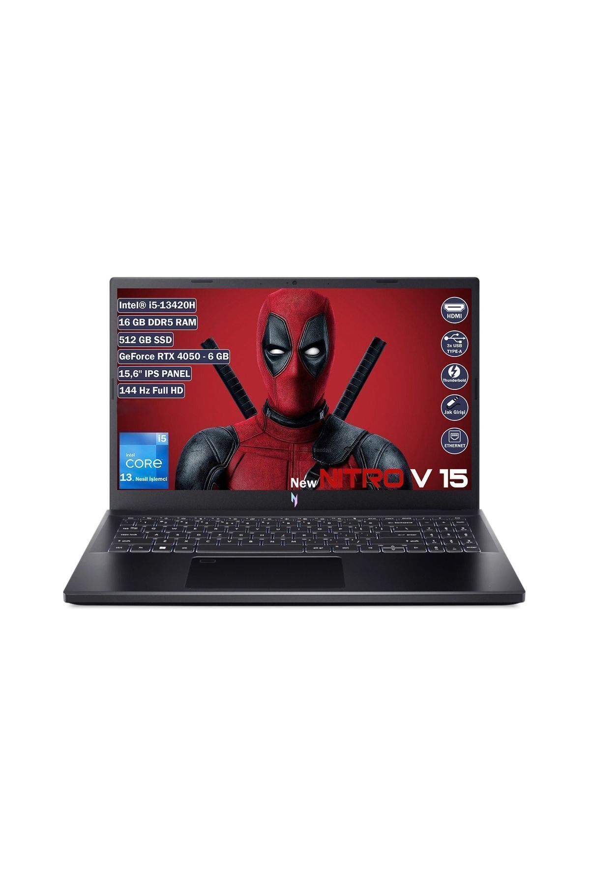 ACER Nitro V 15 Core i5 13420H 16 GB 512 GB SSD Rtx 4050 Freedos 15.6" FHD Notebook NH.QNBEY.001+165