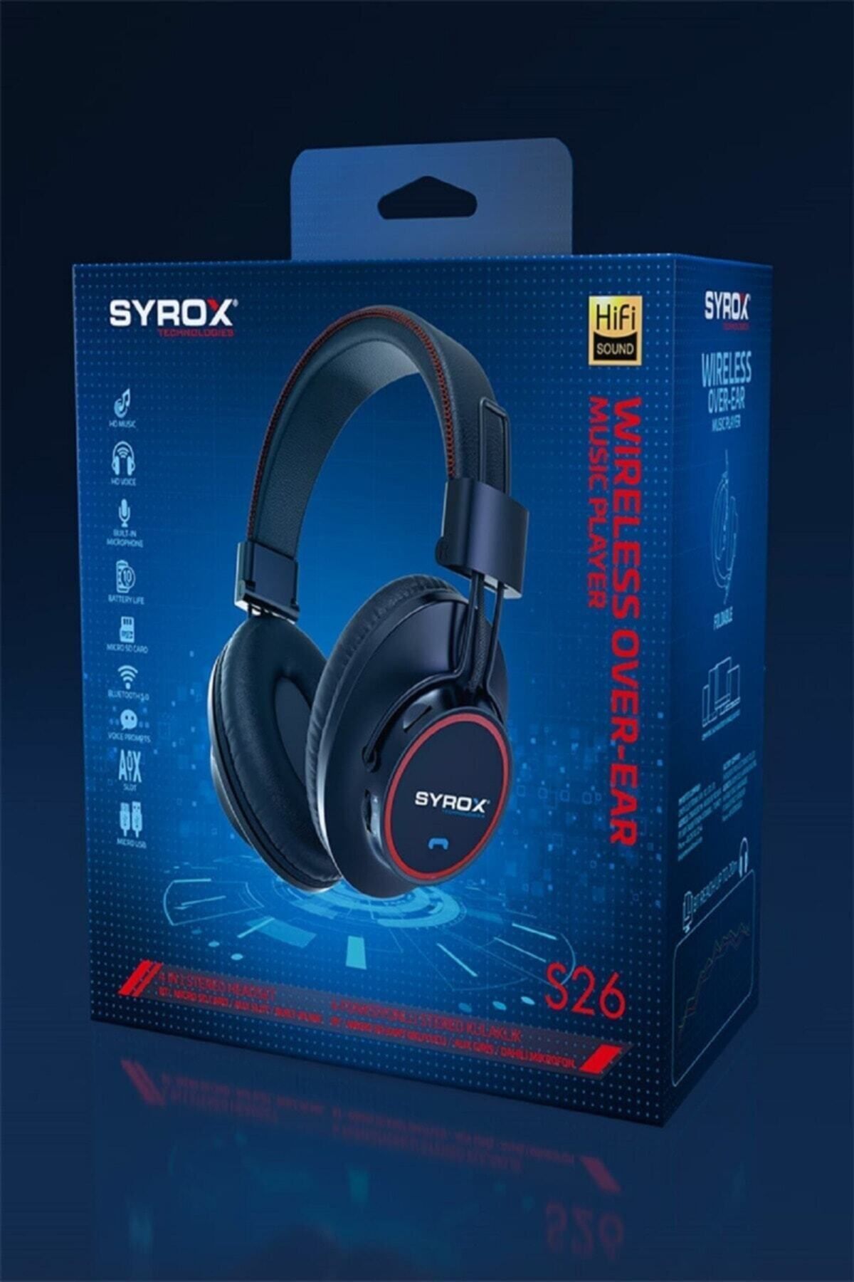 Syrox S26 Bluetooth Kablosuz Kulak Üstü Kulaklık Hafıza Kartlı Siyah