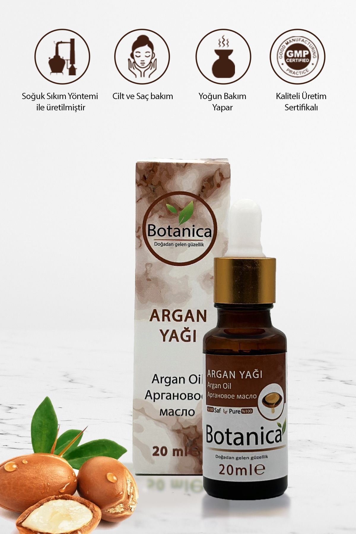 botanica Argan Yağı - Argan Oil - ( Saç - Sakal Bakımı ) Vücut Bakım Yağı 20 ml