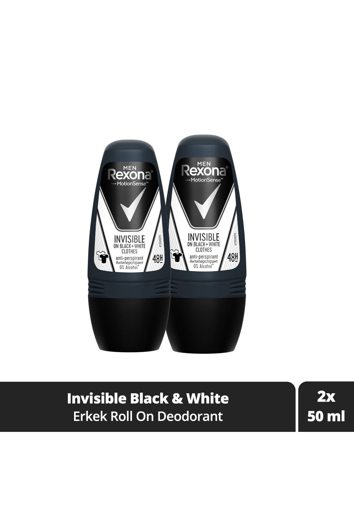 Rexona Men Motionsense Erkek Roll On Deodorant Invisible On Black White Clothes 50 ml X2