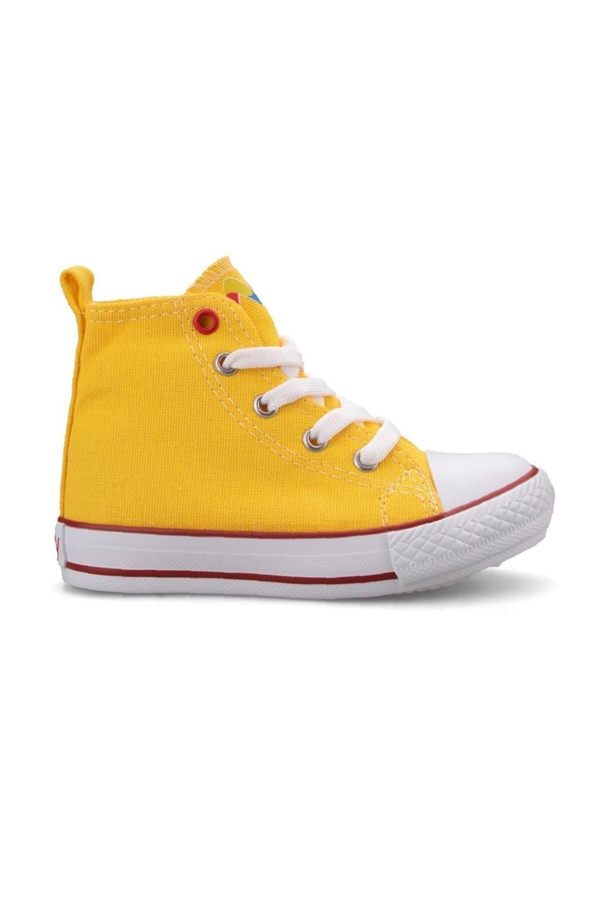 Liger Unisex Çocuk Keten Uzun Bağcıklı Sneaker Spor Ayakkabı Sarı