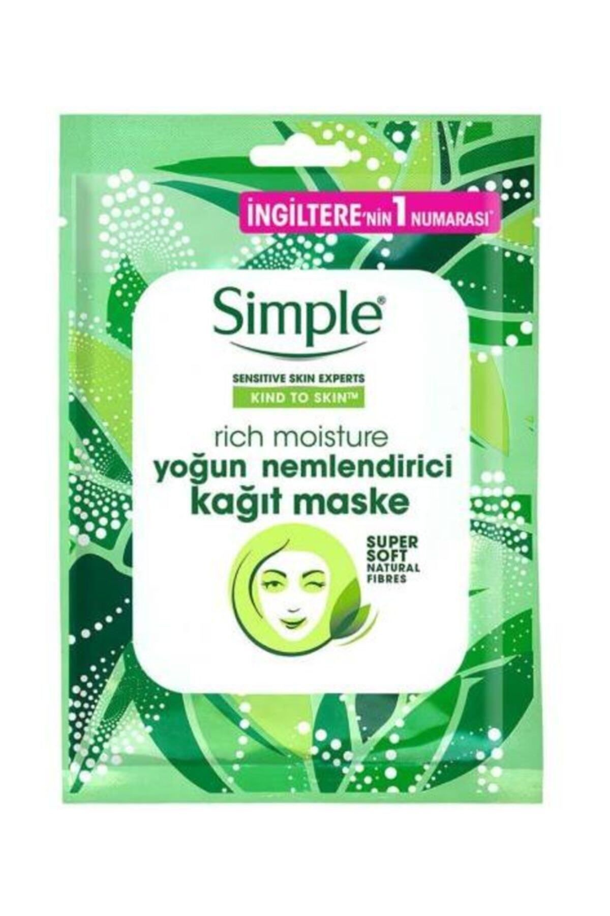 Simple Kind To Skin Hassas Ciltlere Uygun Yoğun Nemlendirici Kağıt Maske 21 Ml