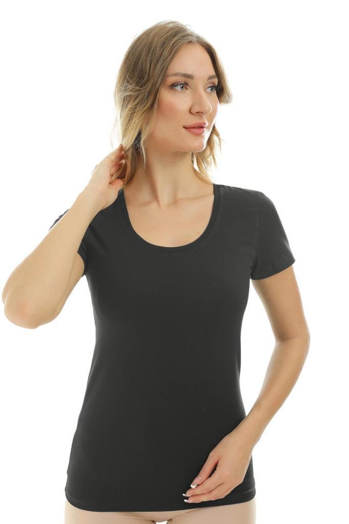 Almila Kısa Kollu U Yaka Slim Fit Kadın Body T-shirt 2038