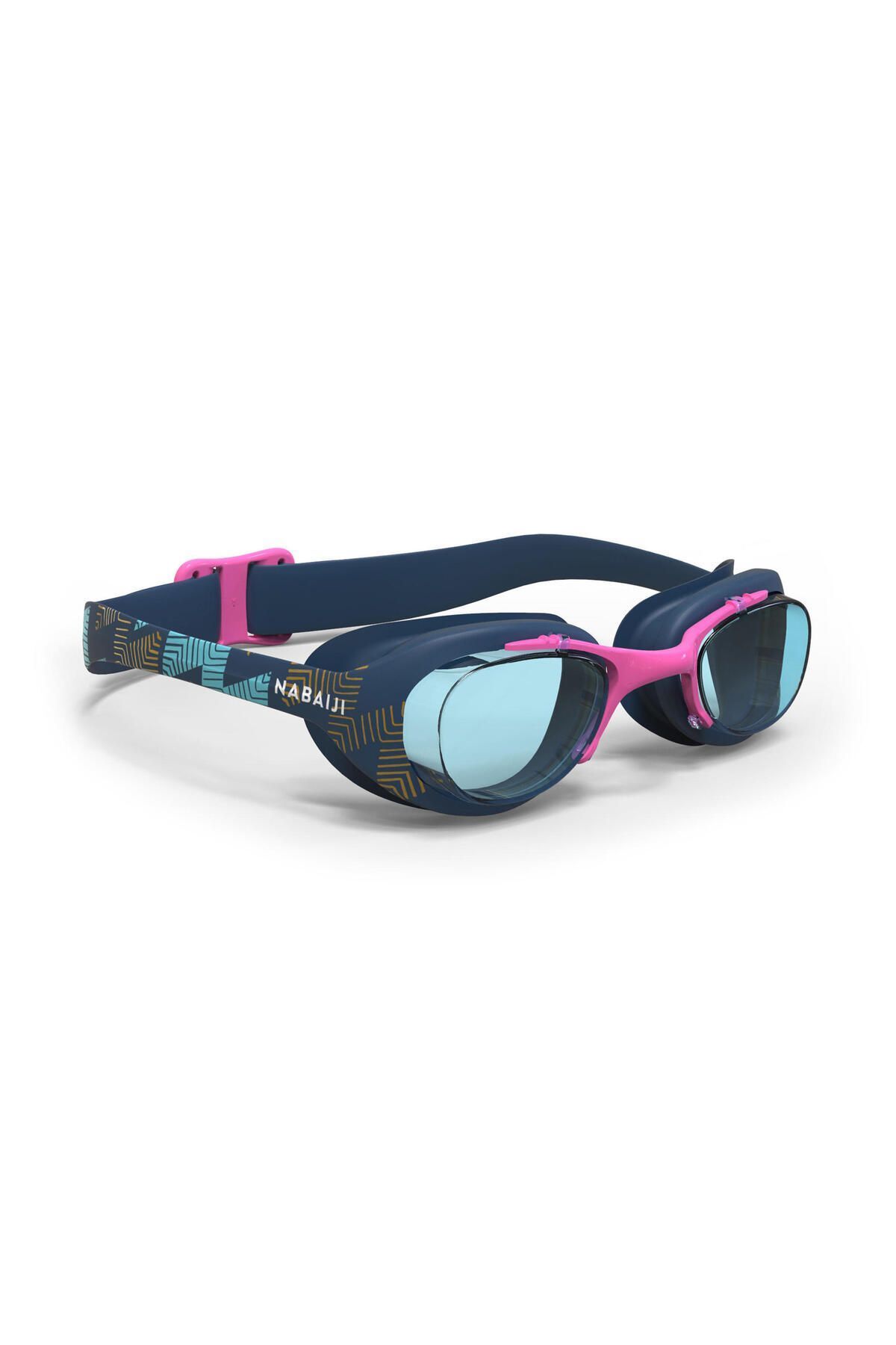 Decathlon Nabaiji Şeffaf Camlı Yüzücü Gözlüğü - L Boy - Lacivert / Pembe / Altın Rengi - 100 Xbase