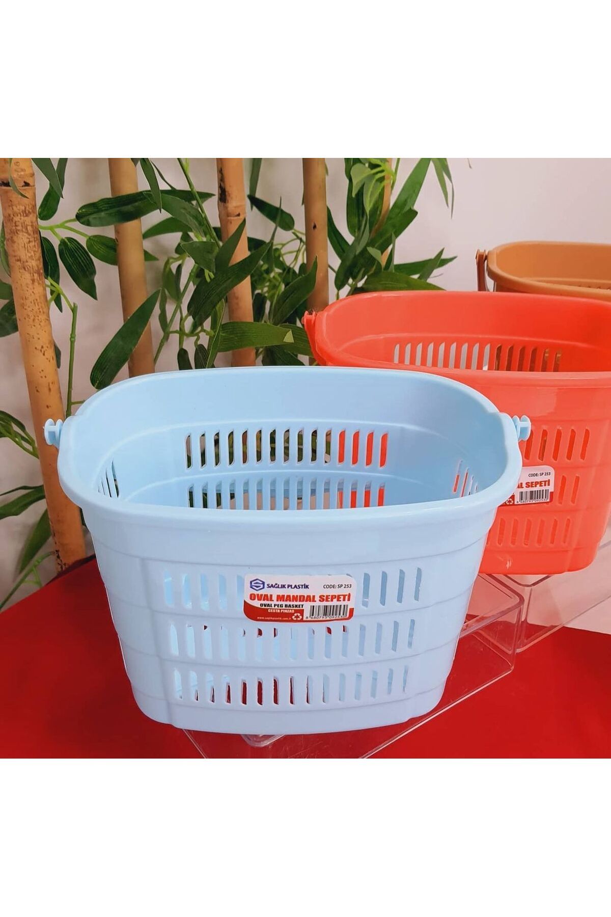 Kitchen Line Plastik Renkli Mandal Sepeti Oval Askılı 1 Adet