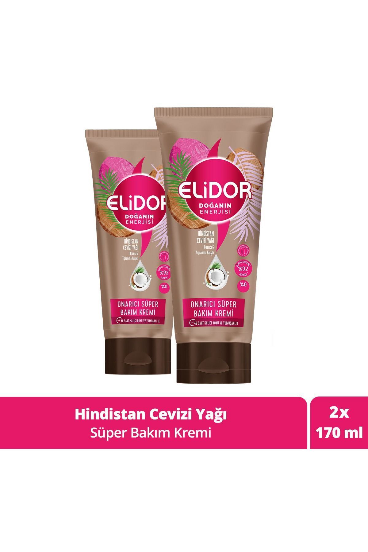 Elidor Doğanın Enerjisi Onarıcı Süper Saç Bakım Kremi Hindistan Cevizi Yağı 170 ml X2