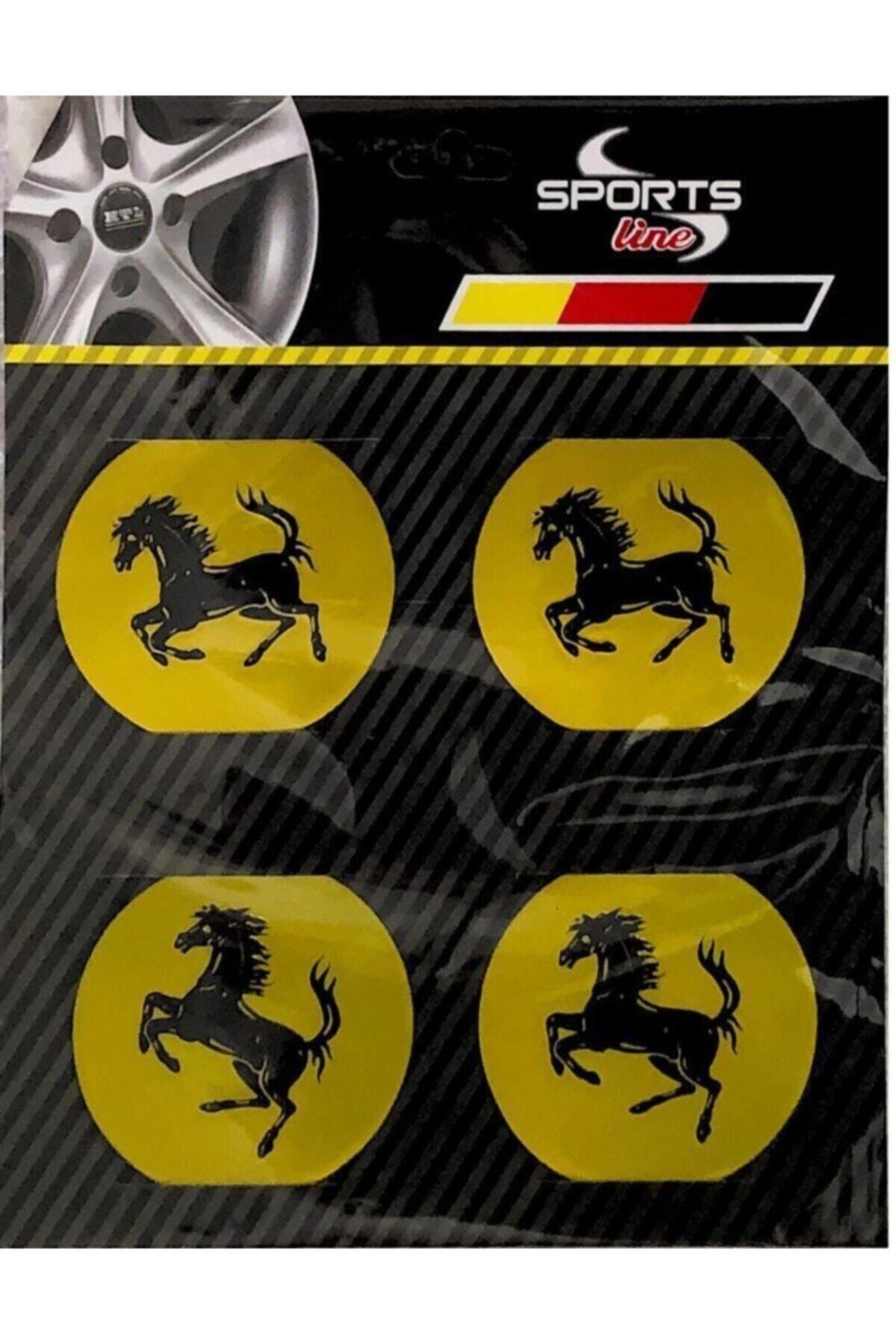 Ferrari Jant Göbeği Göbek Arması Sarı Sticker 4'lü Set