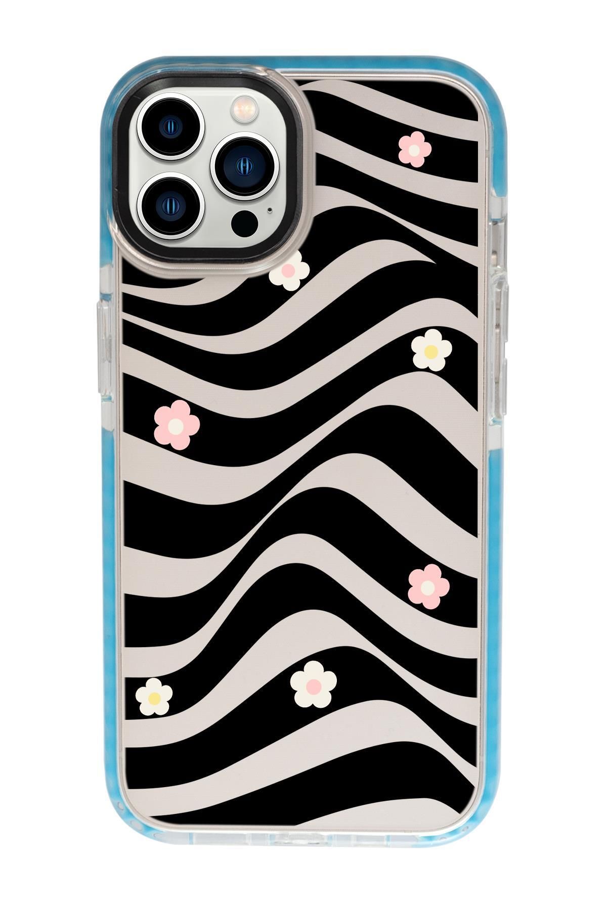 mooodcase iPhone 13 Pro Max Uyumlu Flowers in Illusion Candy Bumper Silikonlu Telefon Kılıfı