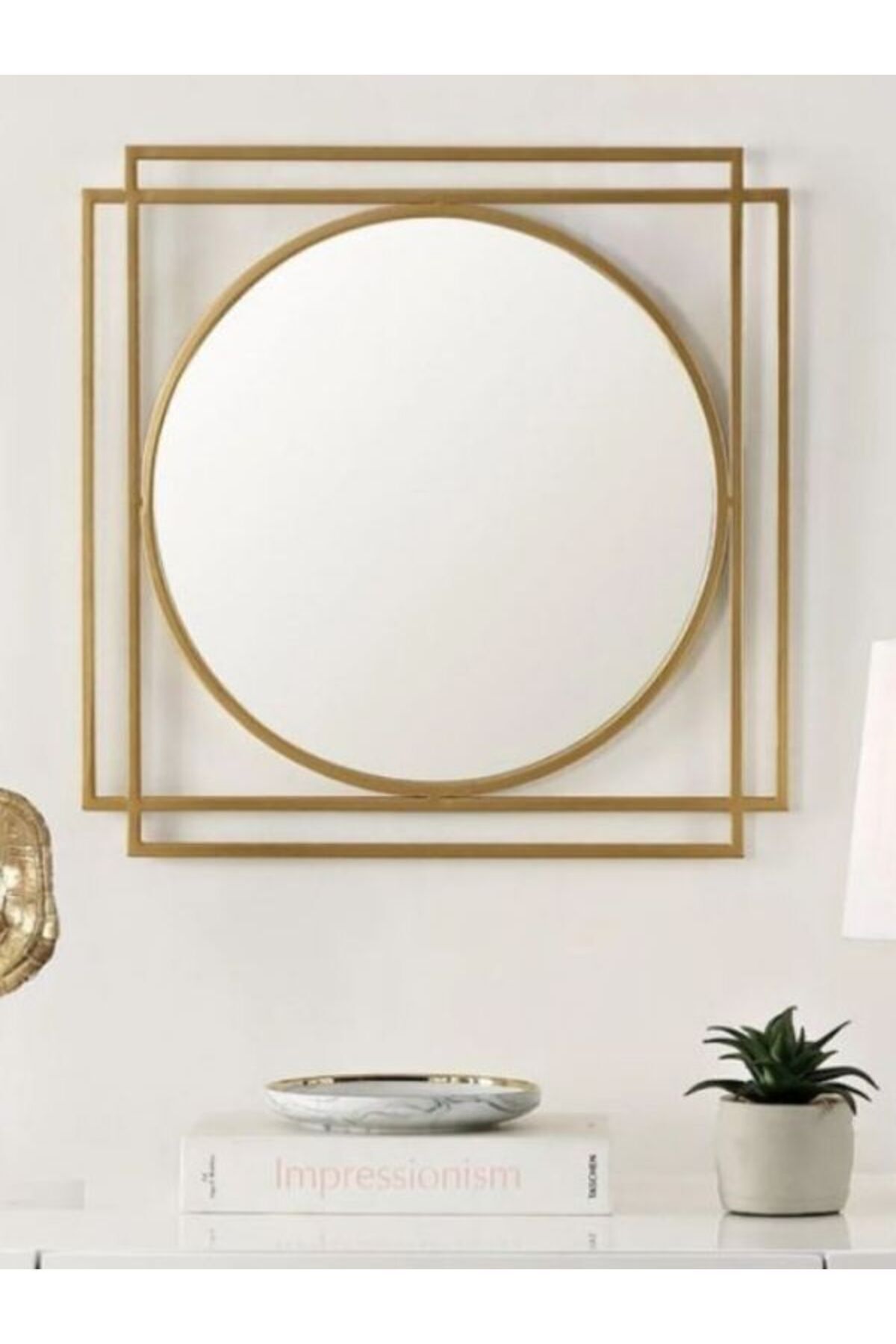 tino furniture Drax Gold Metal Dekoratif Dresuar Aynası Banyo Aynası