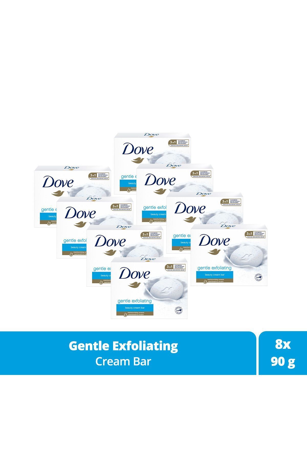Dove Beauty Cream Bar Katı Güzellik Sabunu Gentle Exfoliating Nemlendirici Etkili 90 G X8 Adet