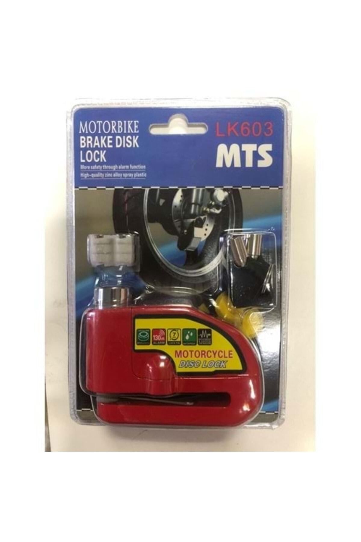 MTS Motorsiklet Kırmızı Disk Kilit Alarmlı 130db 7mm Pim