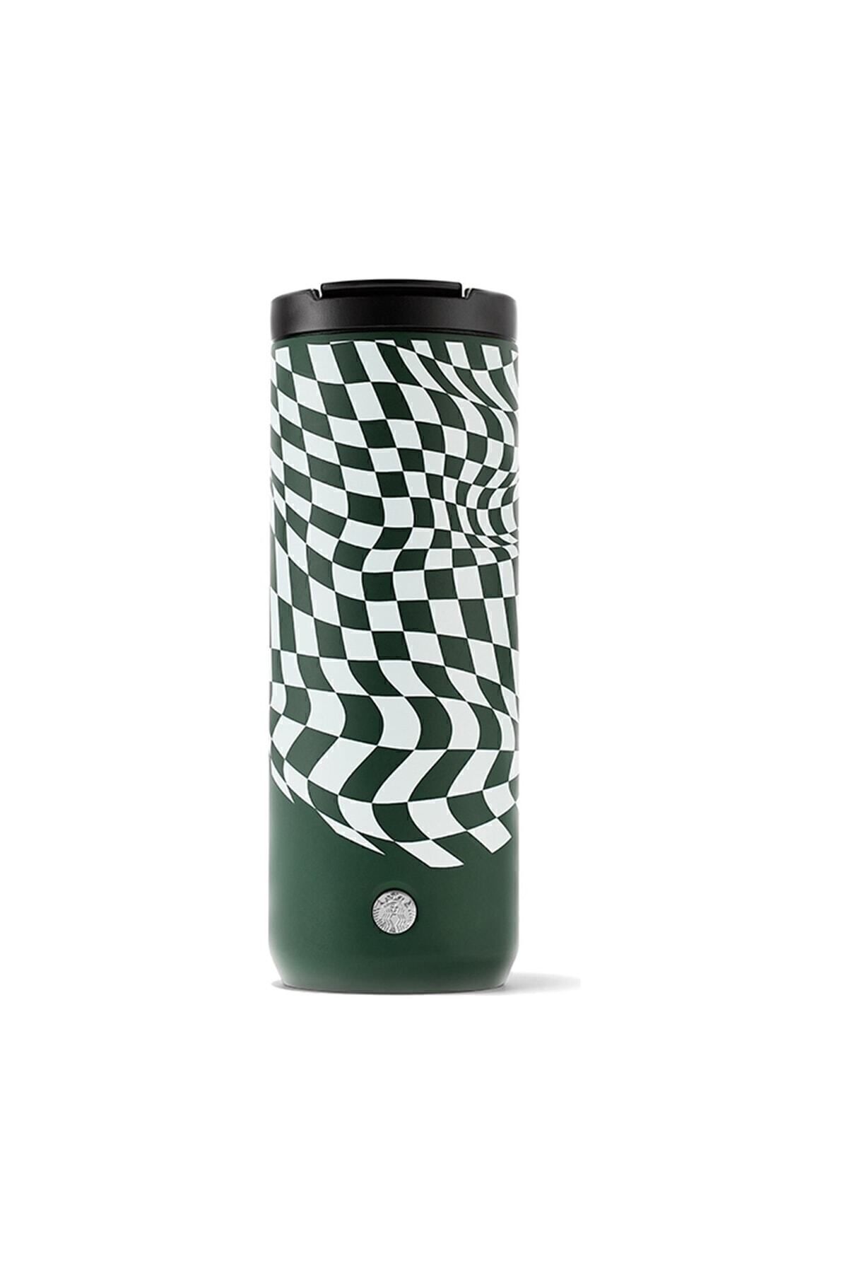 Starbucks ® Koyu Yeşil Renkli Dama Desenli Çelik Termos 473 Ml