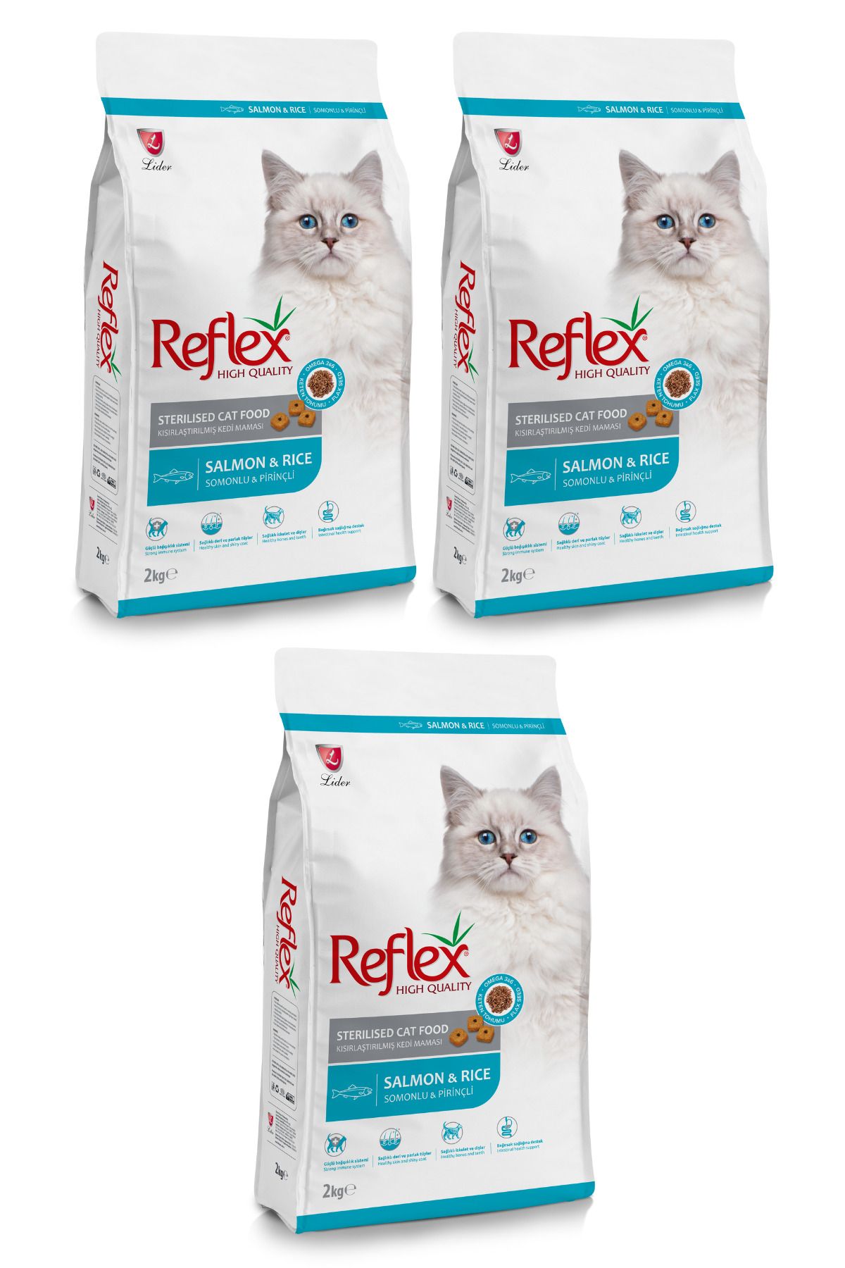 Reflex Sterilised Salmon Somonlu Pirinçli Kısırlaştırılmış Kedi Maması 2 Kg X 3 Paket