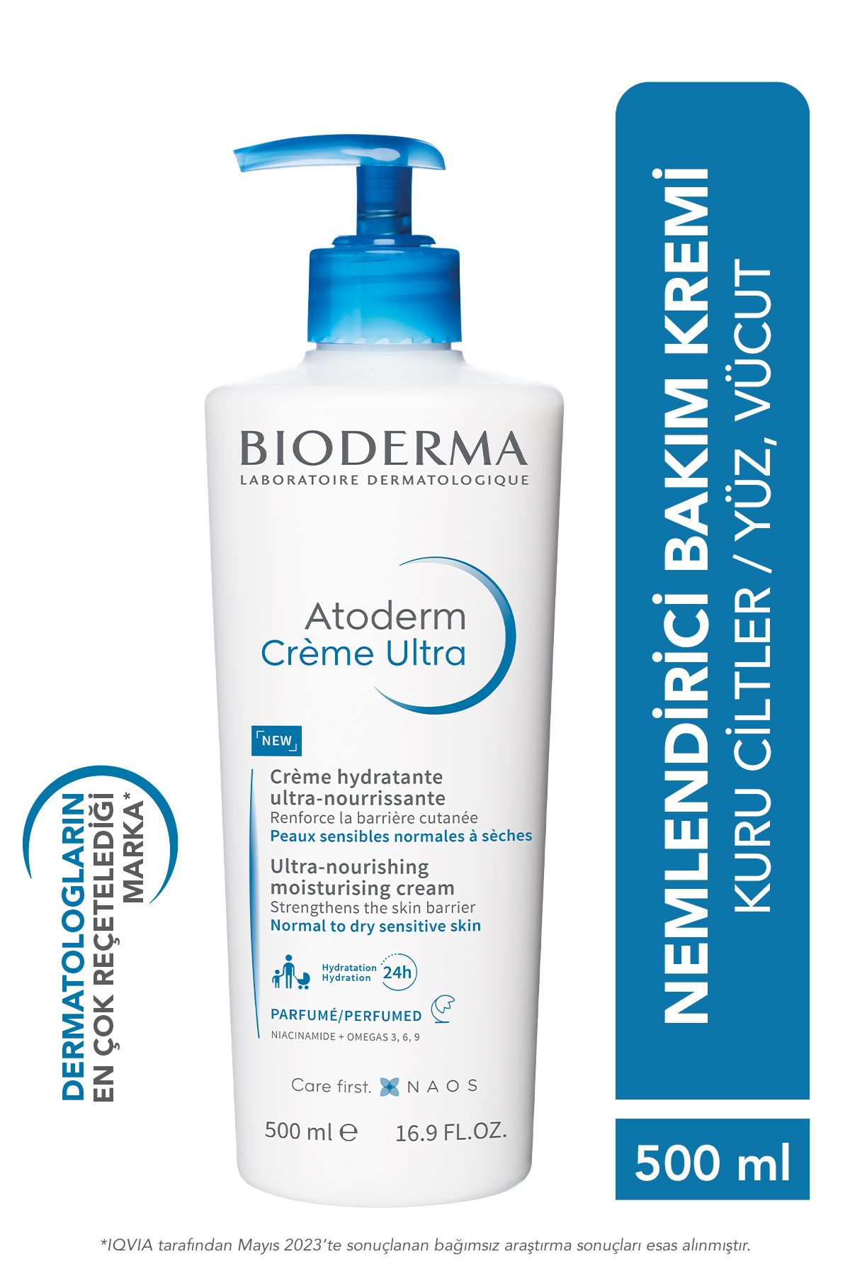 Bioderma Atoderm Cream Ultra Normal Ve Kuru Ciltler Için Nemlendirici Bakım Kremi 500 ml