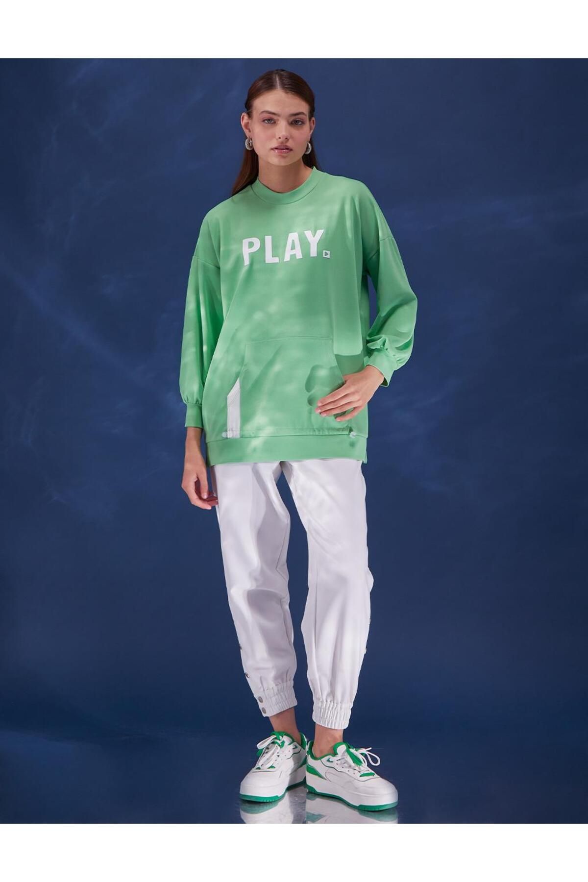 KYR Play Logolu Sweatshirt Açık Yeşil