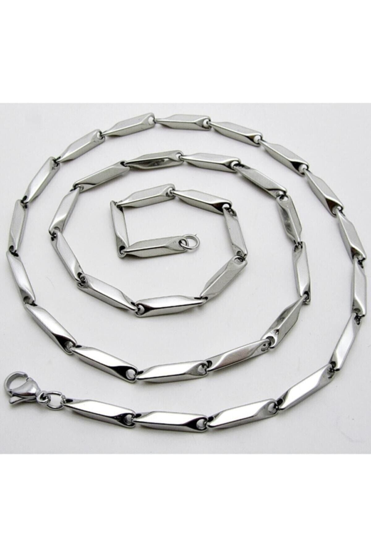 Genel Markalar Lifair Accessory Erkek Çelik Kolye Küp Üçgen Model Zincir