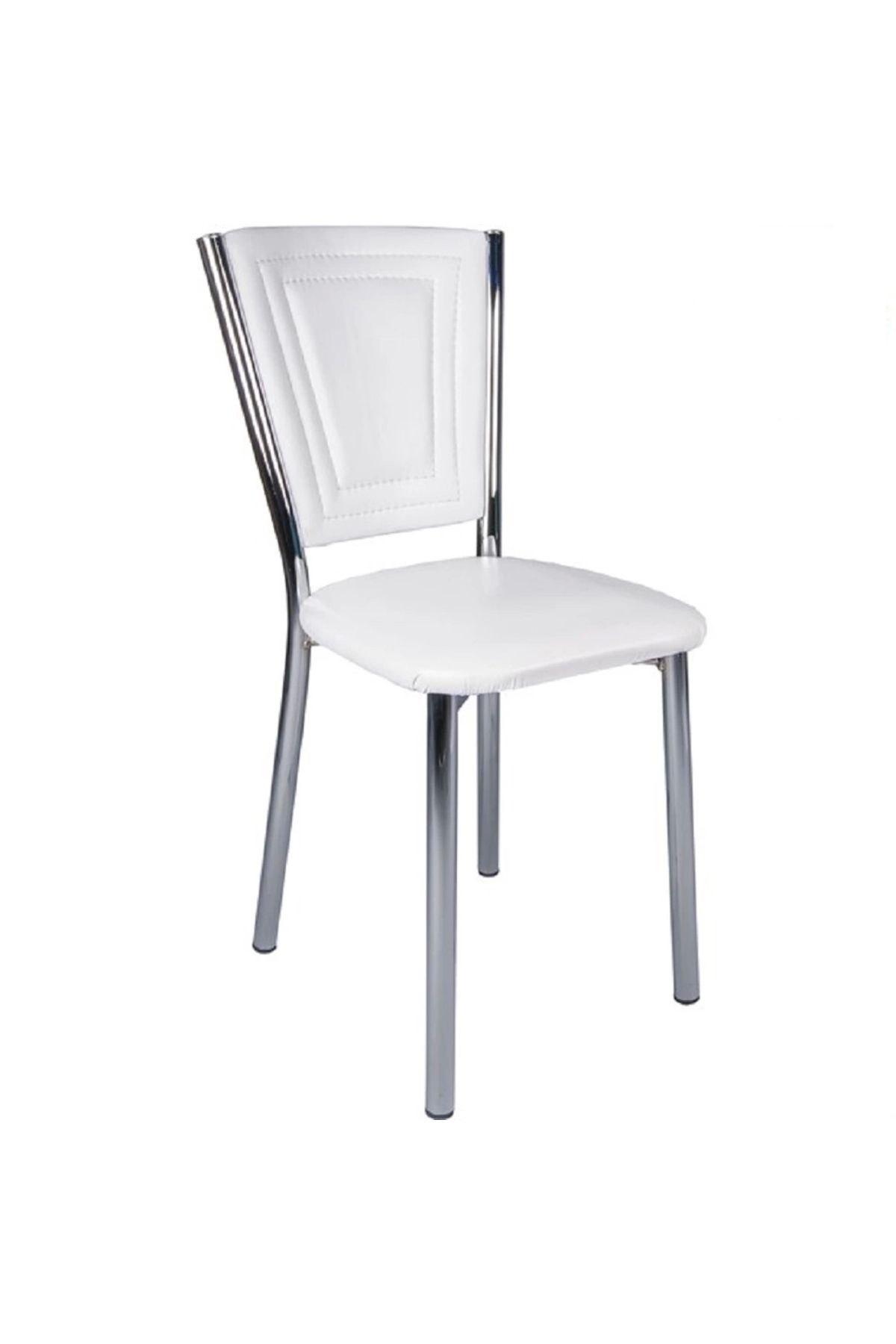 Evistro Paslanmaz Krom Ayaklı Mutfak Ve Balkon Sandalyesi 6 Adet Beyaz