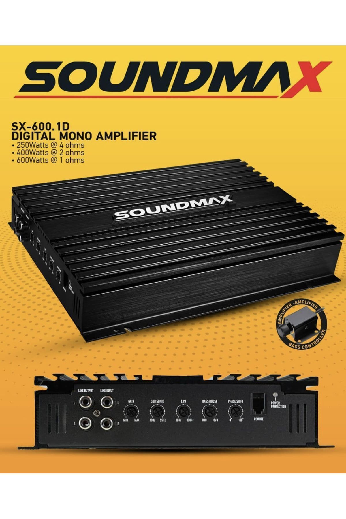 Soundmax Sx-600.1d Mono Amfibas Amfisi 4000w Bas Kontrollü