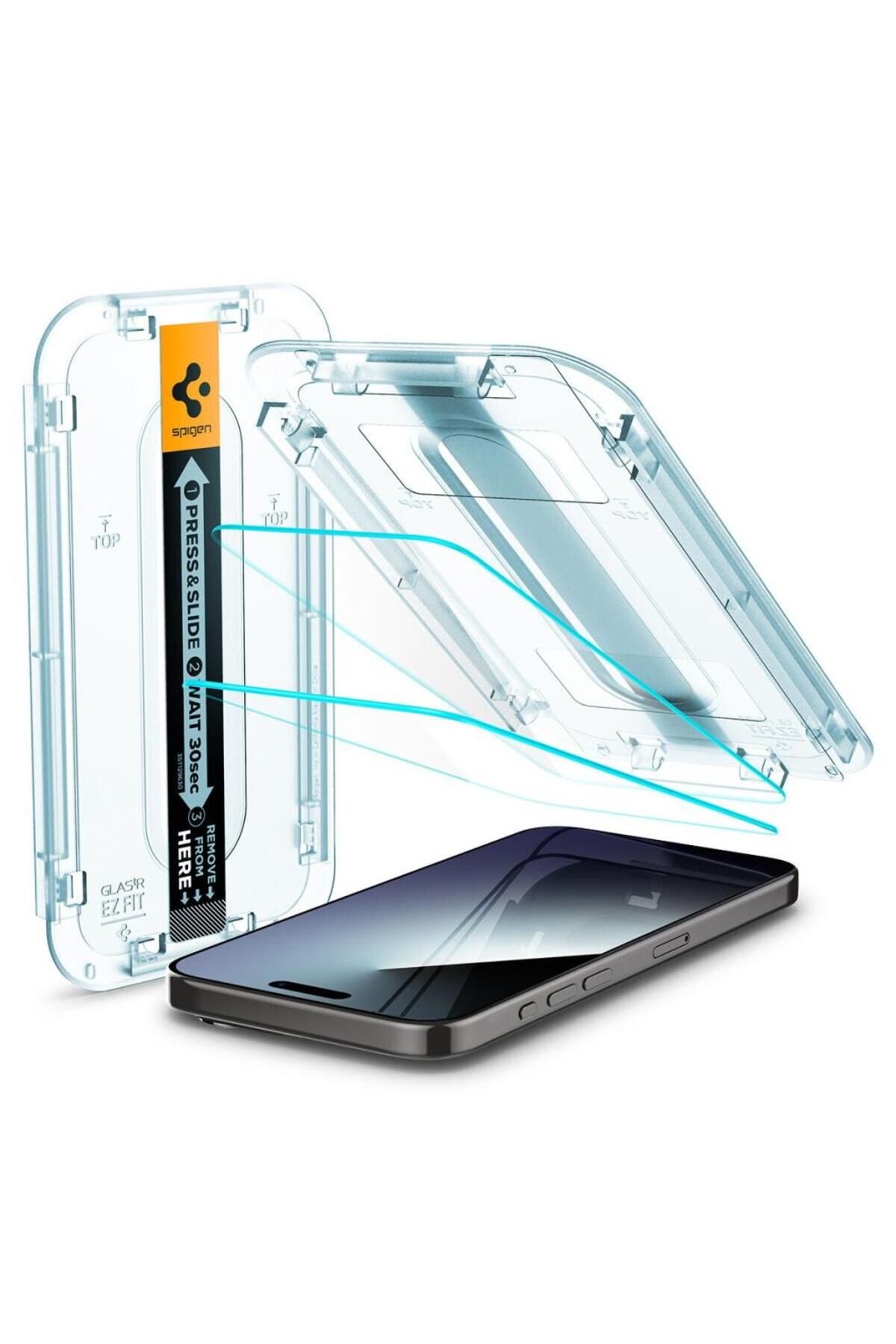 Spigen İphone 15 Pro Cam Ekran Koruyucu Kolay Kurulum Glas.tr Ez Fit Slim Hd (2 ADET)