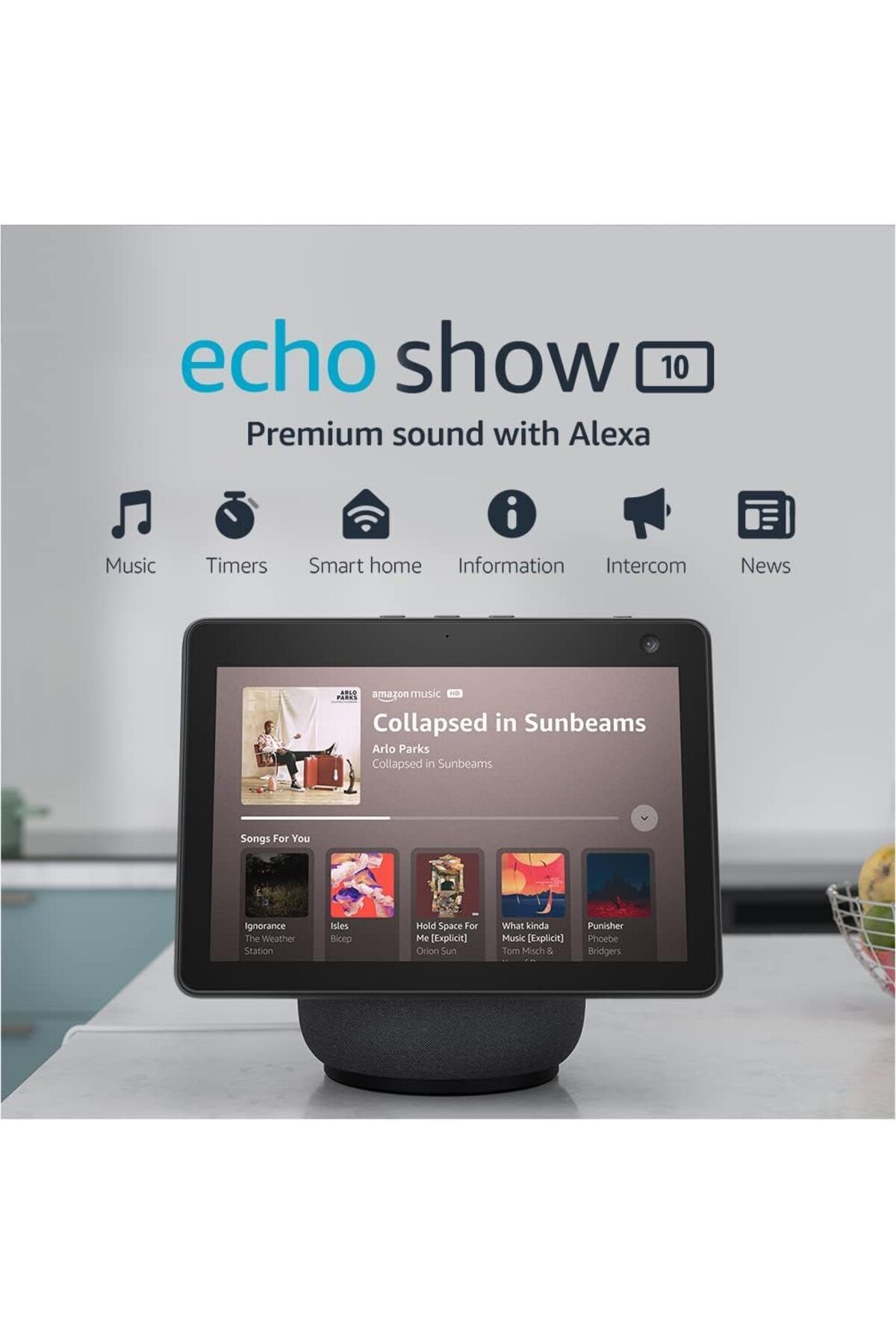 Amazon Echo Show 10 (3. Nesil 2023) | premium ses ve Alexa özellikli HD akıllı ekran | Siyah